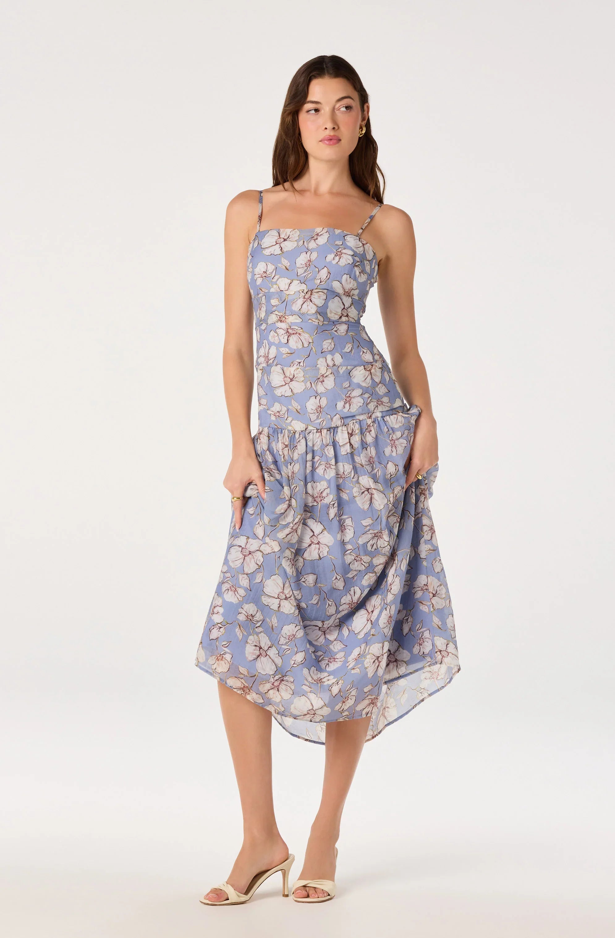 Ava Floral Pleated Midi Dress