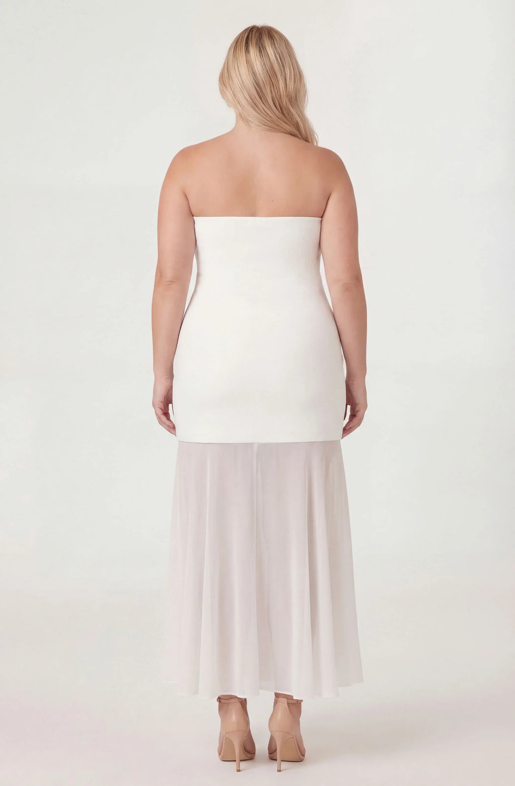 Lizet Strapless Mini Dress with Sheer Maxi Overlay