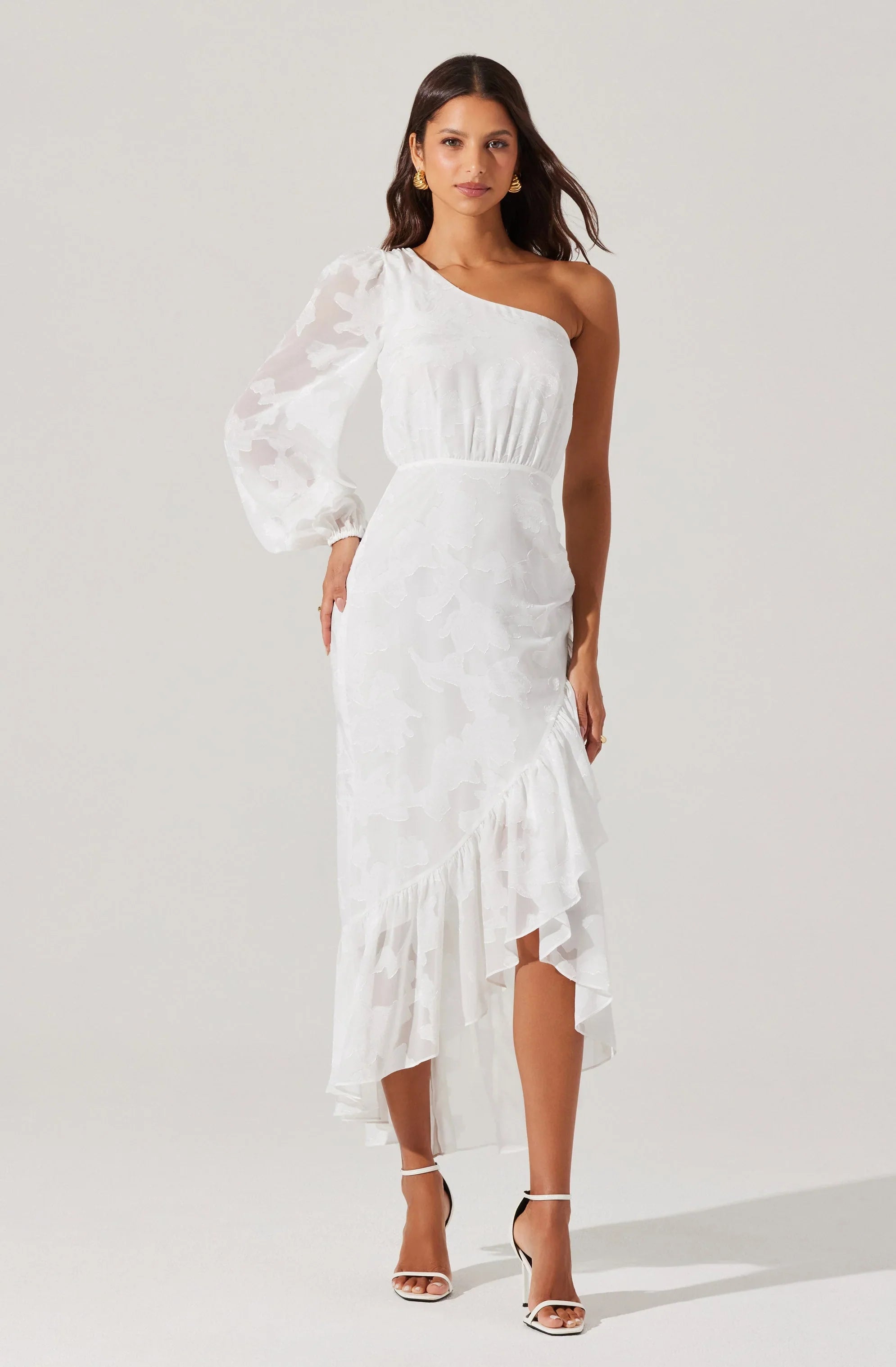 Calista Floral One Shoulder Midi Dress
