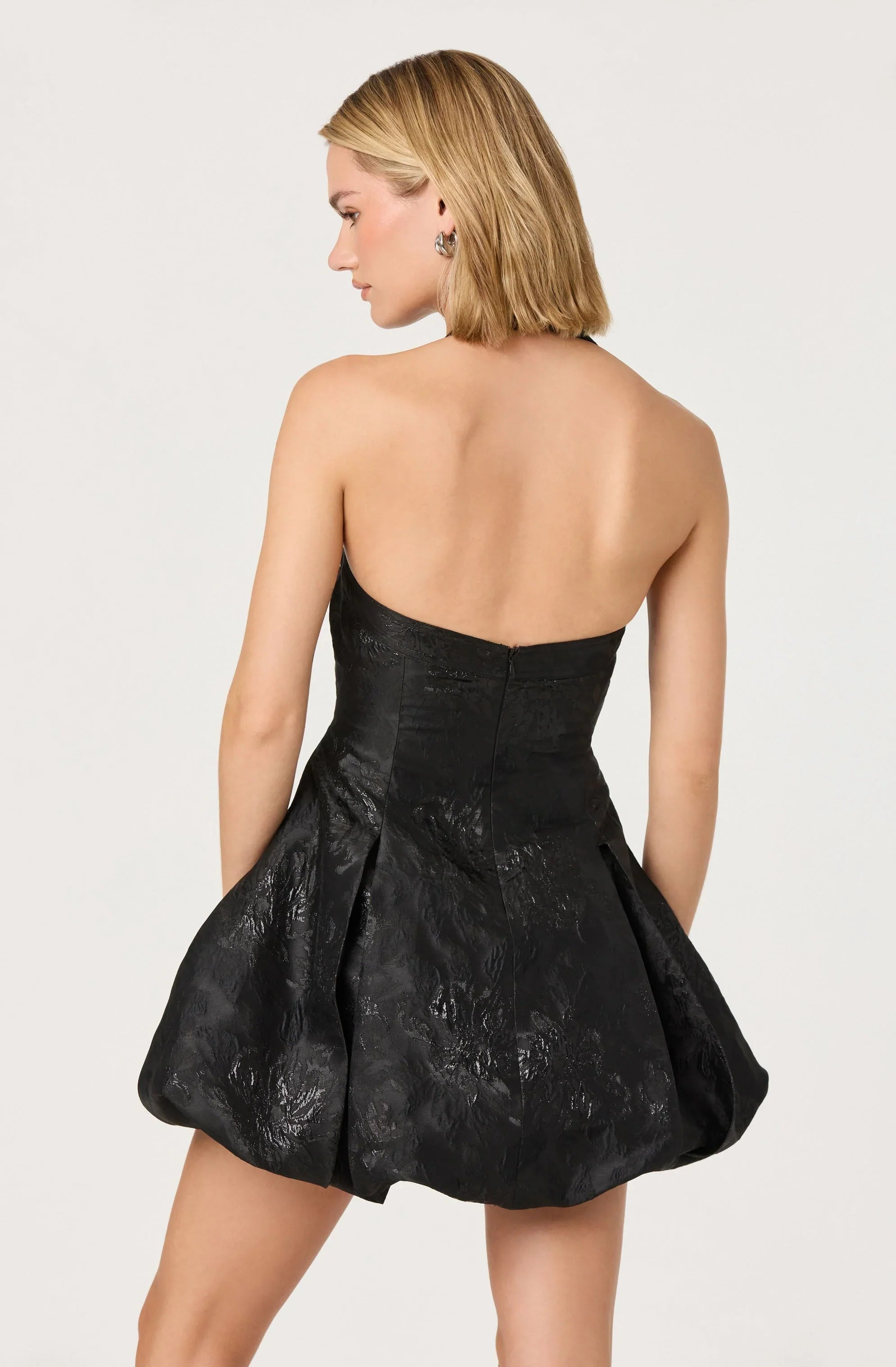 Jinx Jacquard Halter Mini Dress