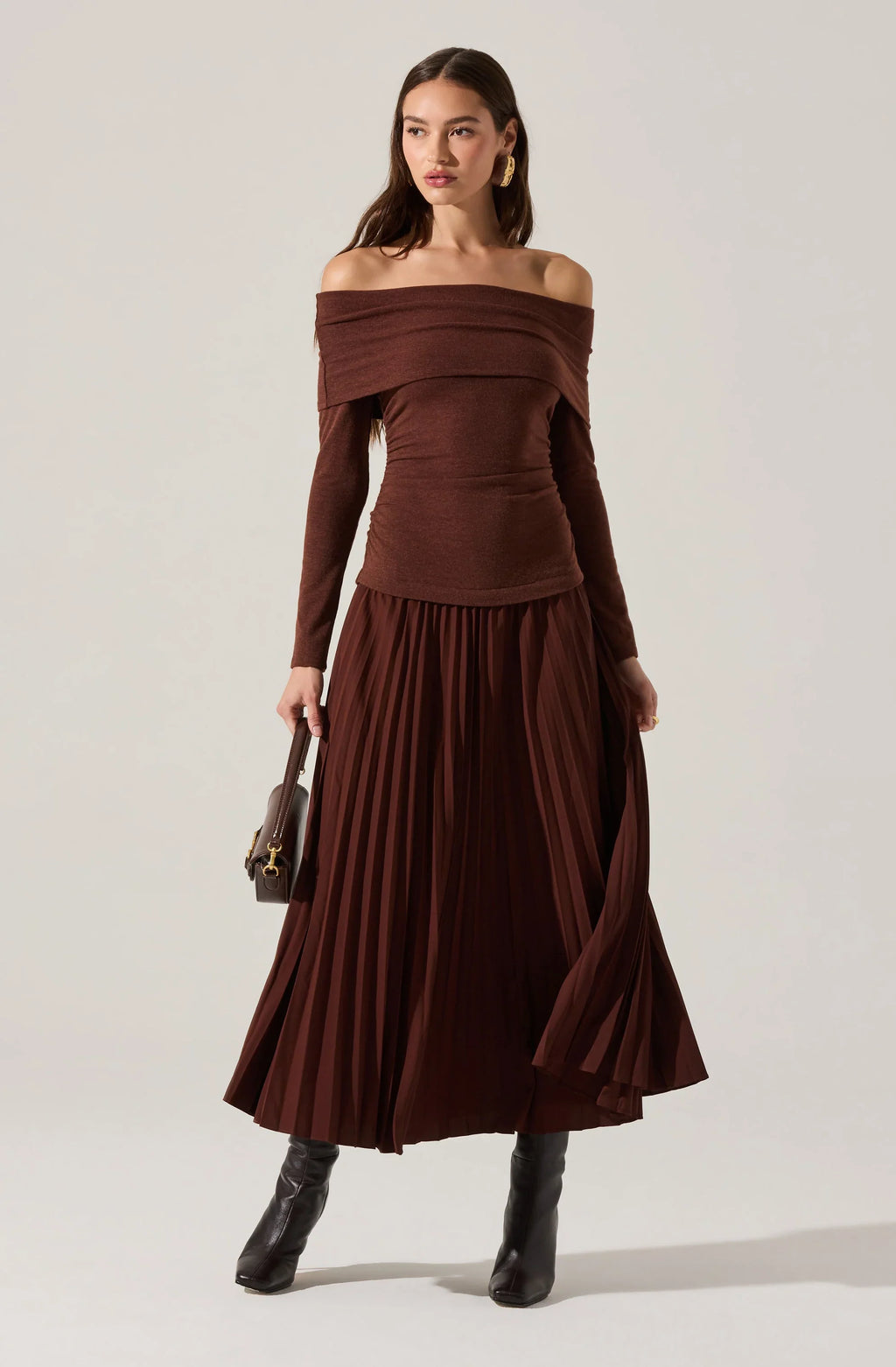 Tanaia Pleated Mixed Media Maxi Dress