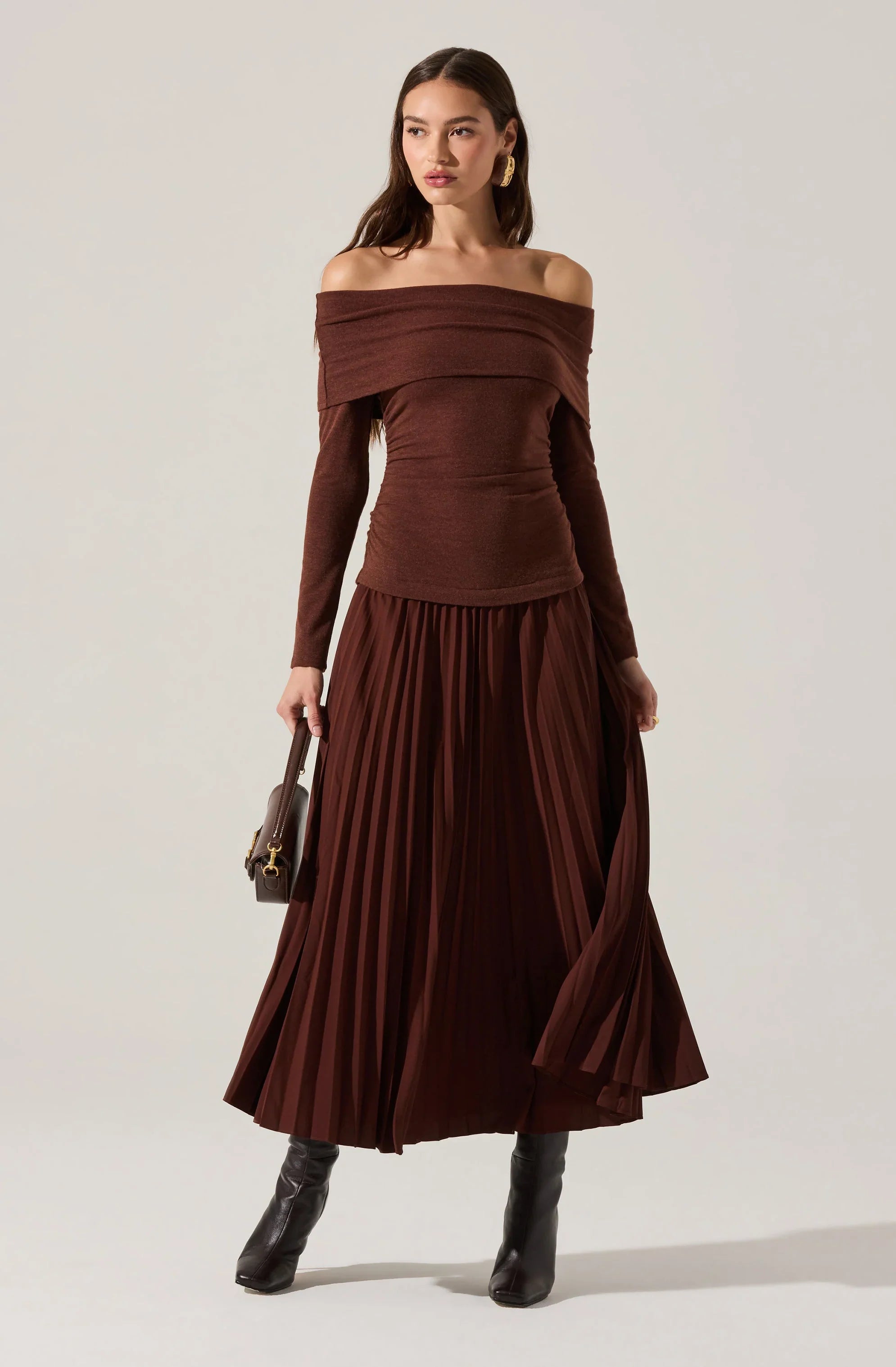 Tanaia Pleated Mixed Media Maxi Dress