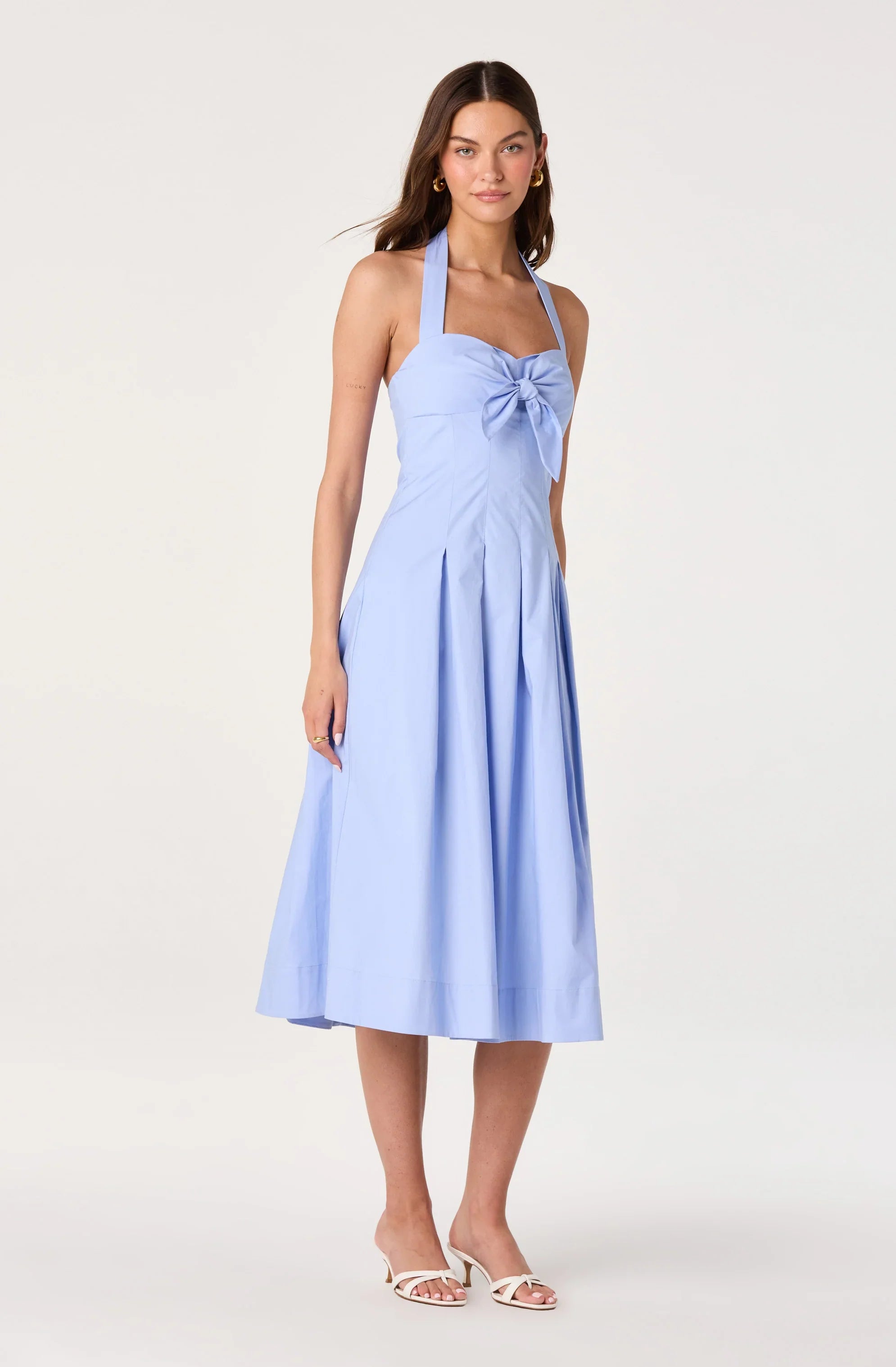 Janae Pleated Halter Midi Dress