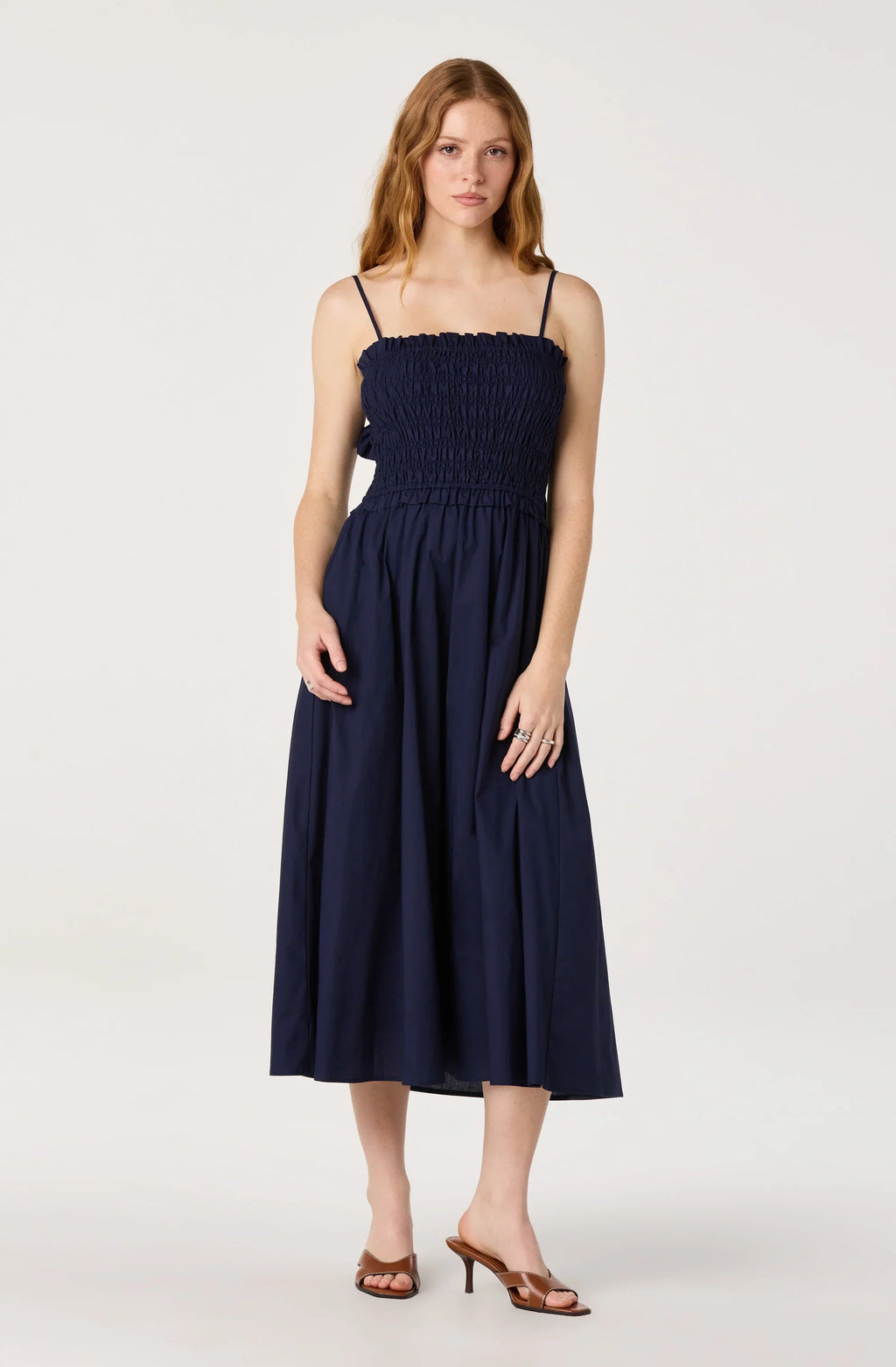 Harper Smocked A-Line Midi Dress