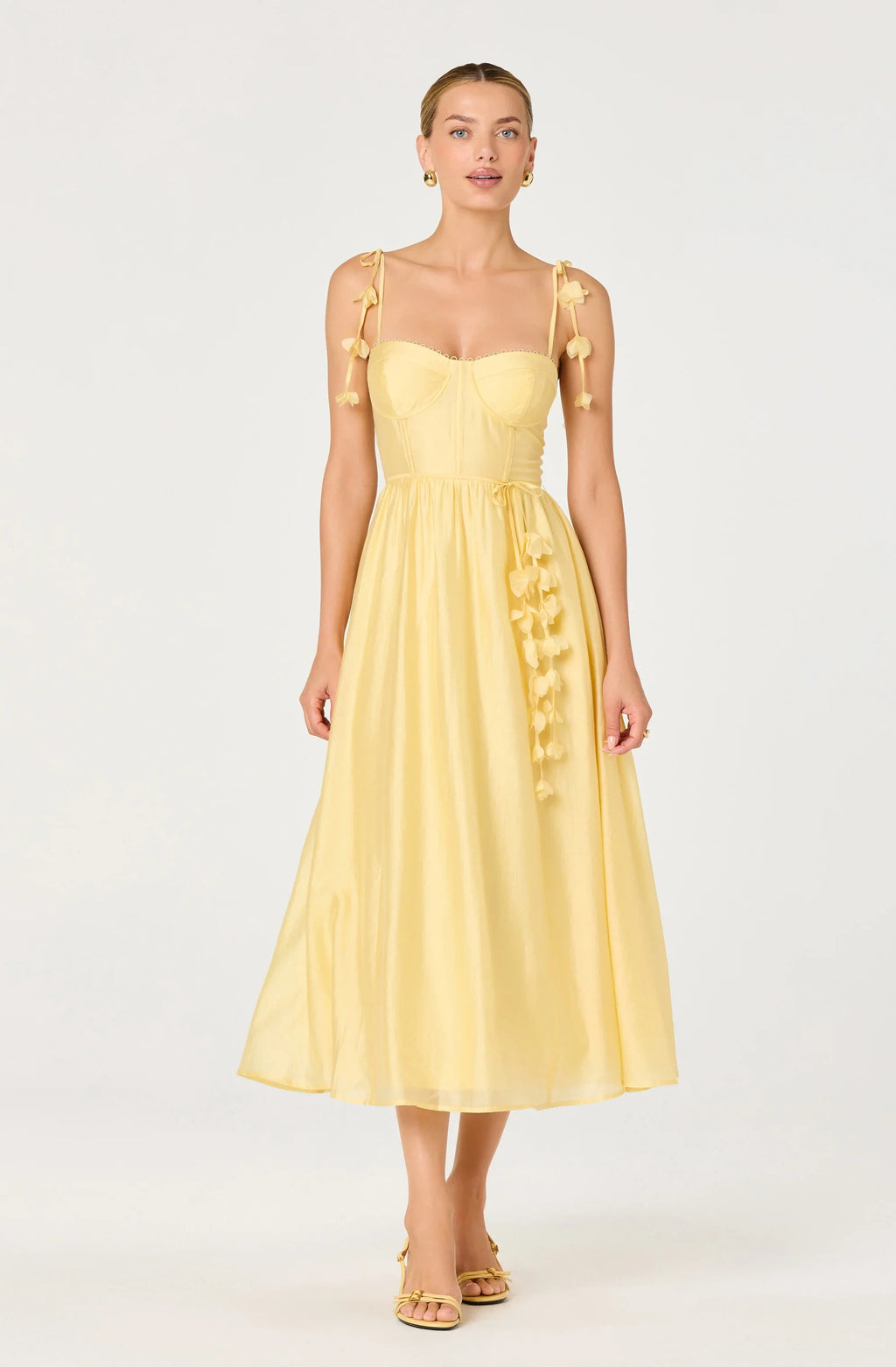 Halcyon 3D Flower Appliqué Midi Dress