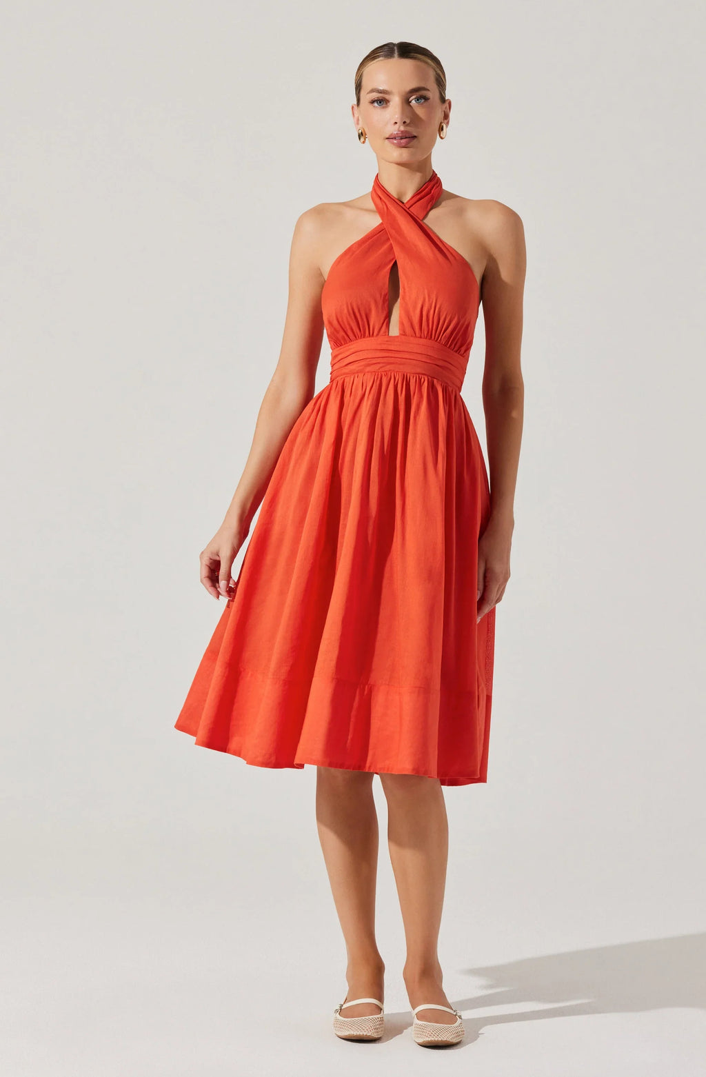 Kalia Crossover Halter Mini Dress