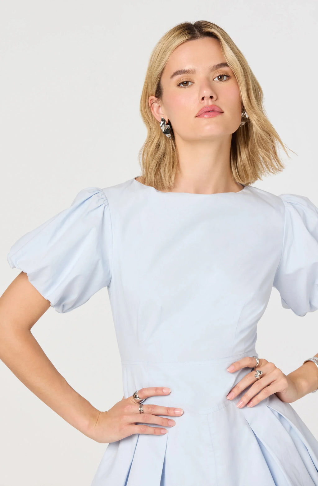 Kattie Puff Sleeve Bubble Hem Mini Dress
