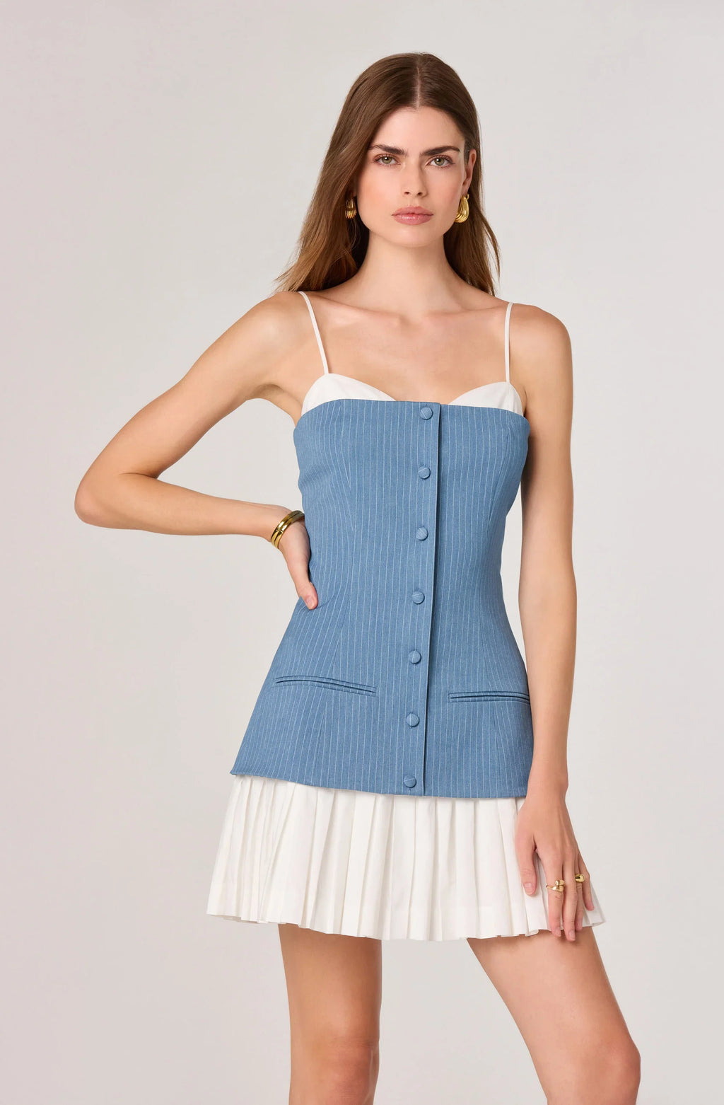 Amren Mixed Media Denim Mini Dress