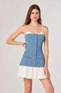 Amren Mixed Media Denim Mini Dress