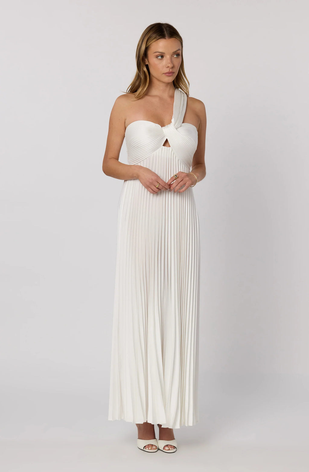 Rasya One-Shoulder Pleated Maxi Dress