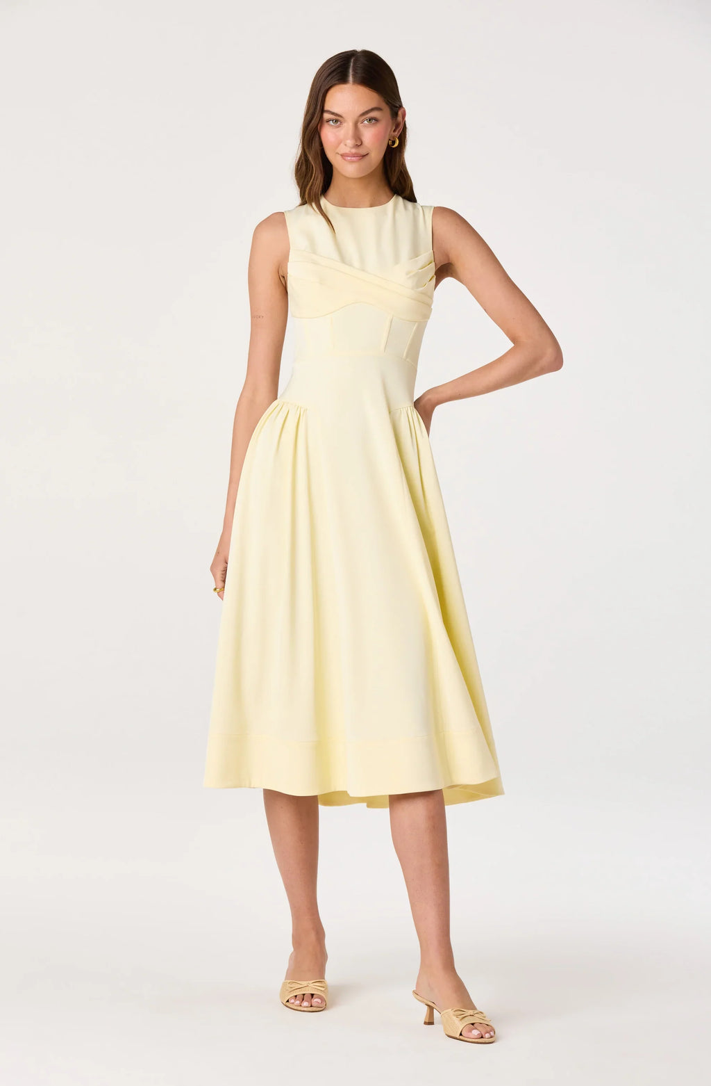 Seraphina Pleated Twist Corset Midi Dress