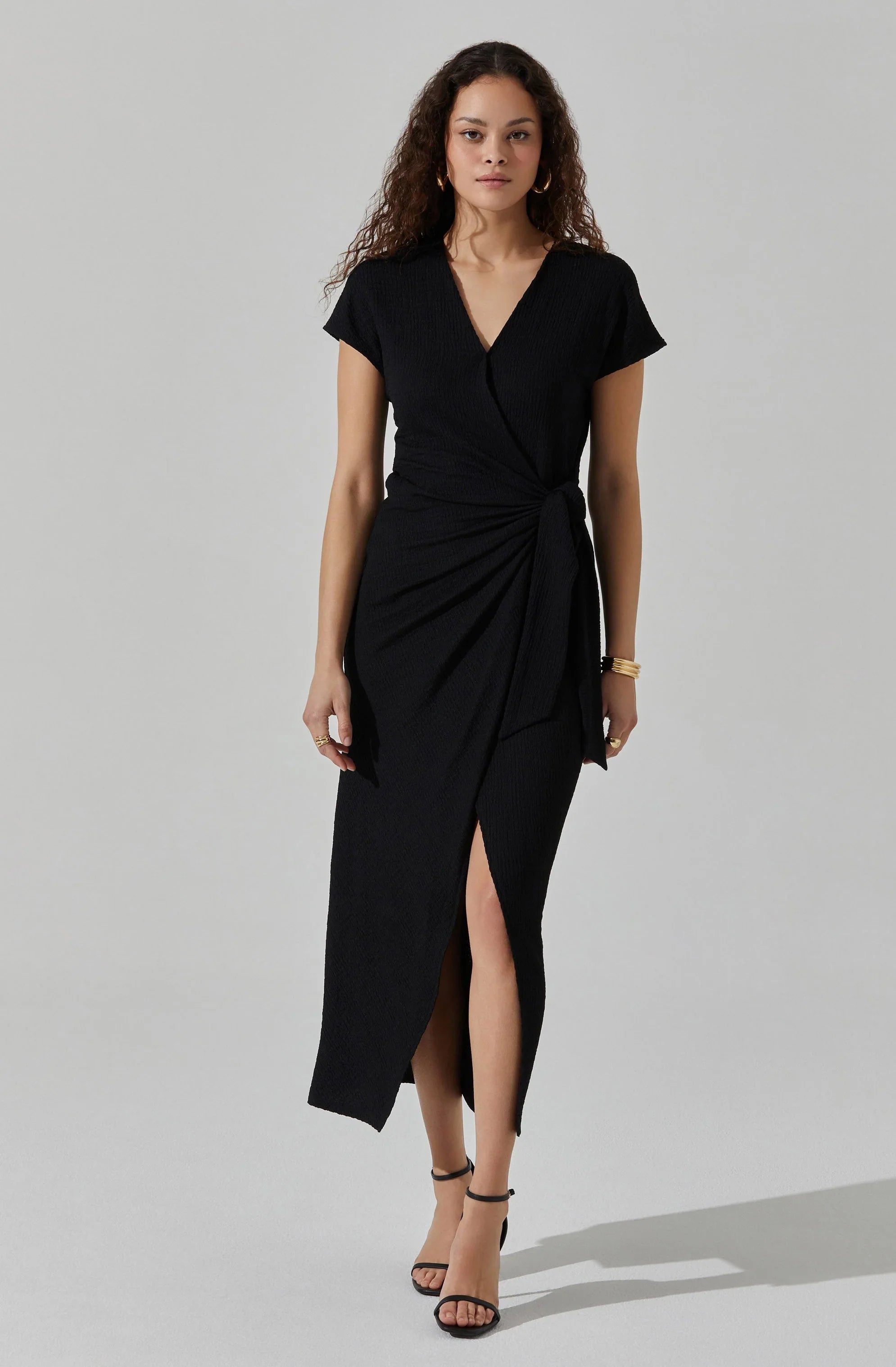 Knit Wrap Midi Dress