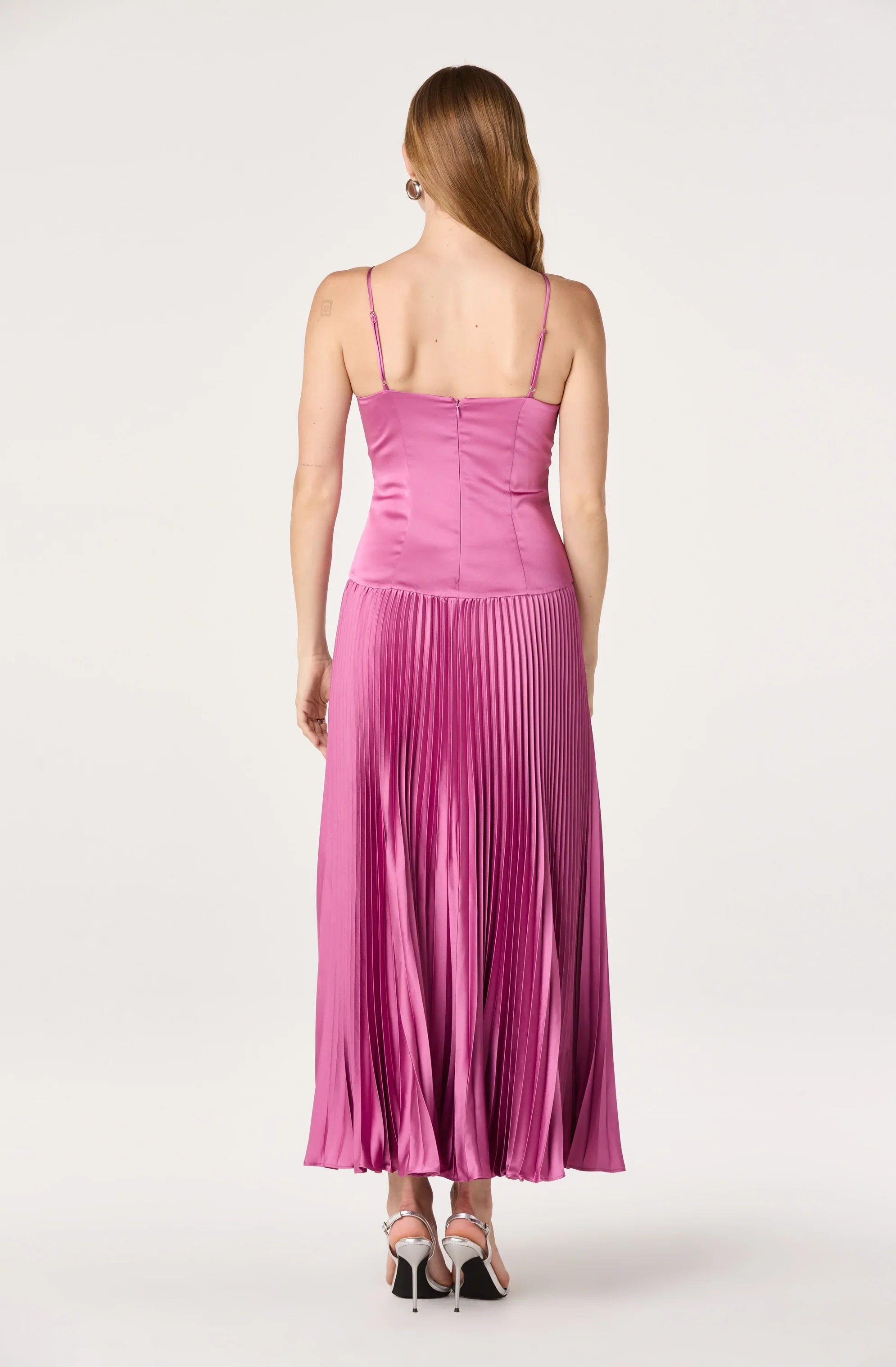 Pleated Drop Waist Maxi Dress