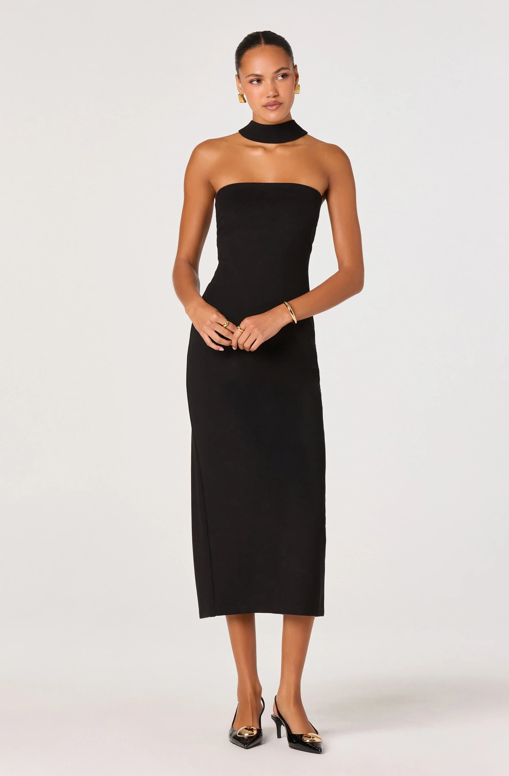 Thiala Knit Reverse Halter Midi Dress