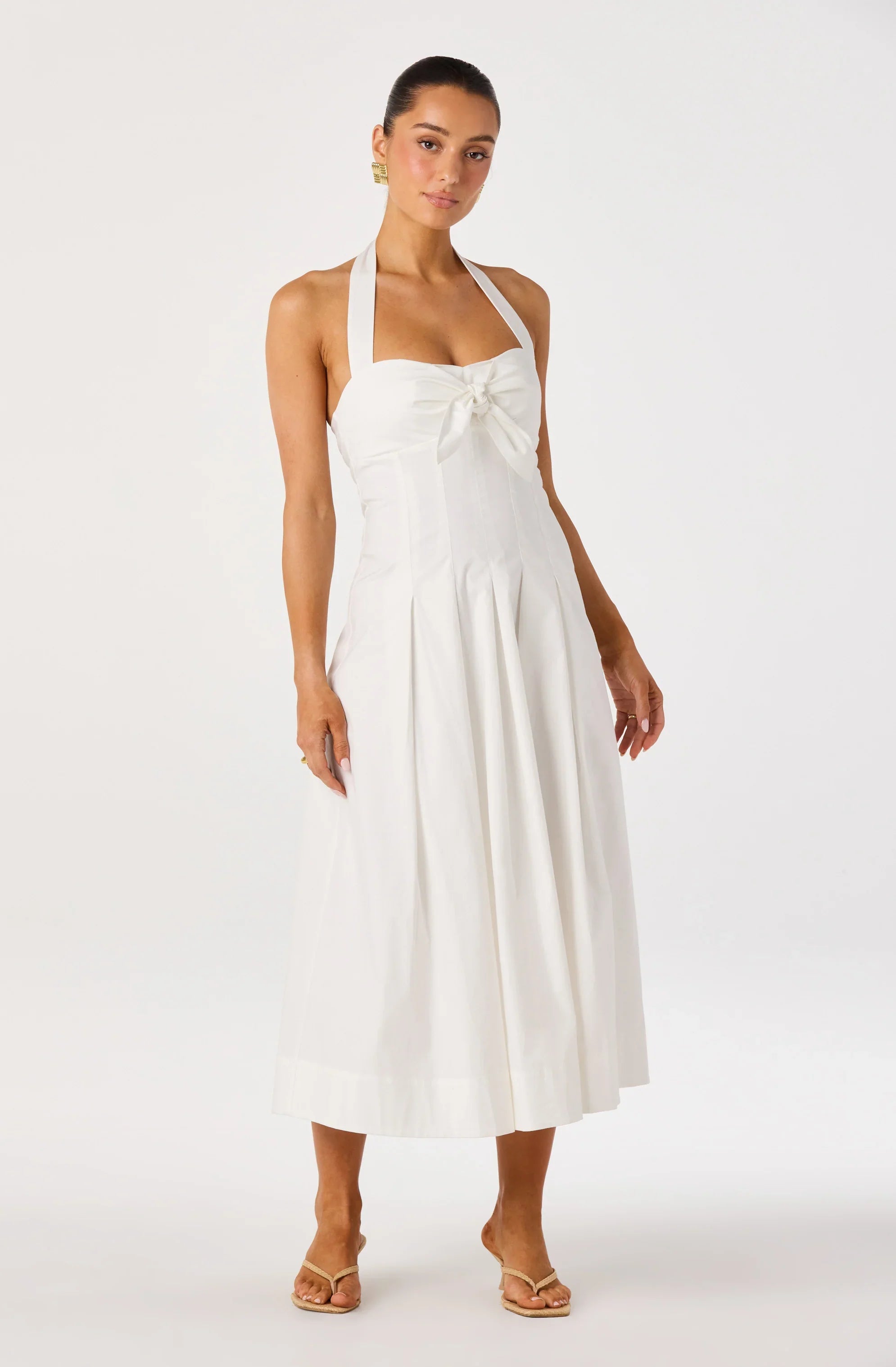 Janae Pleated Halter Midi Dress