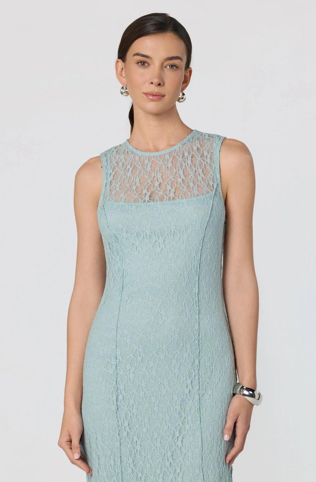 Annabella Semi-Sheer Lace Maxi Dress
