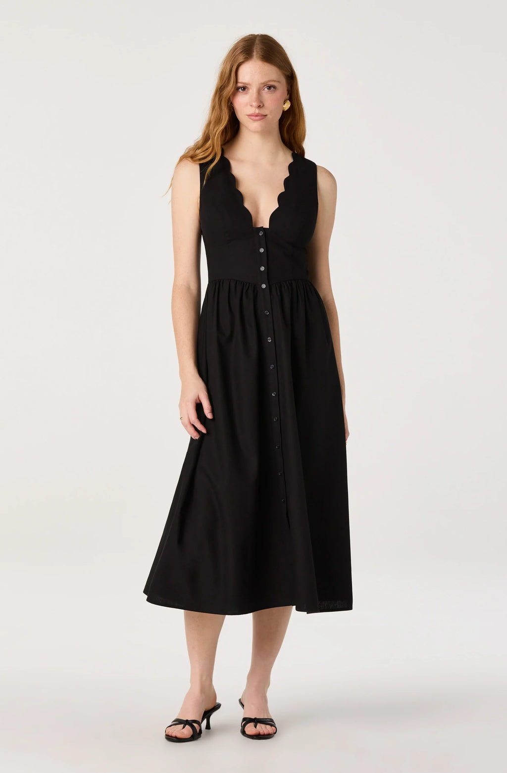 Cory V-Neck Button-Front Midi Dress