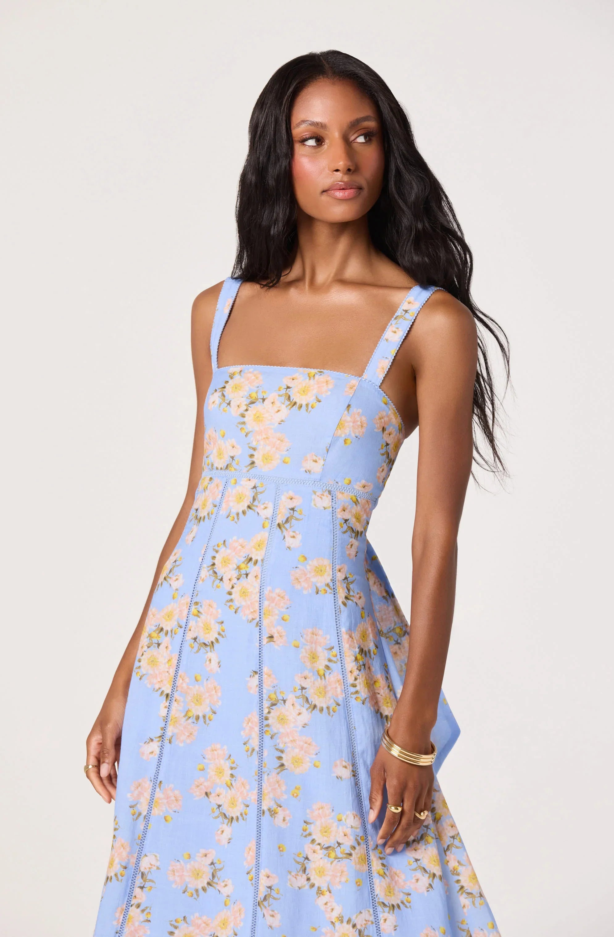 Nathalie Lace Trim Maxi Dress