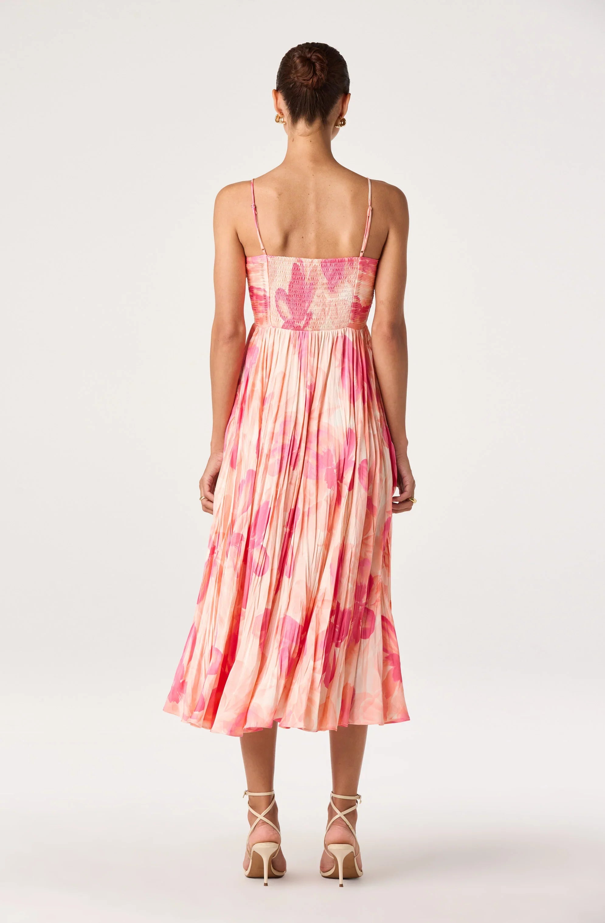 Maeve Pleated Satin Midi Dress