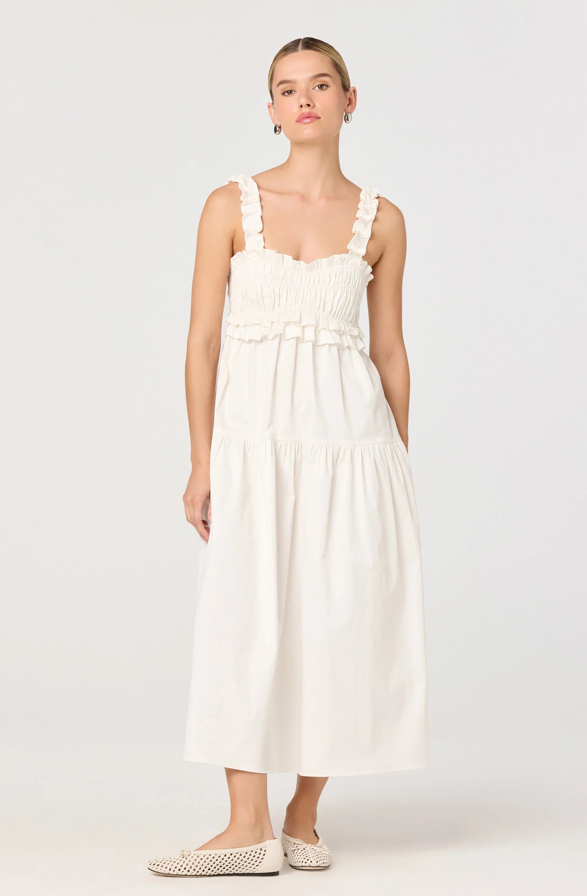 Orenthia Ruffle-Strap Smocked Maxi Dress