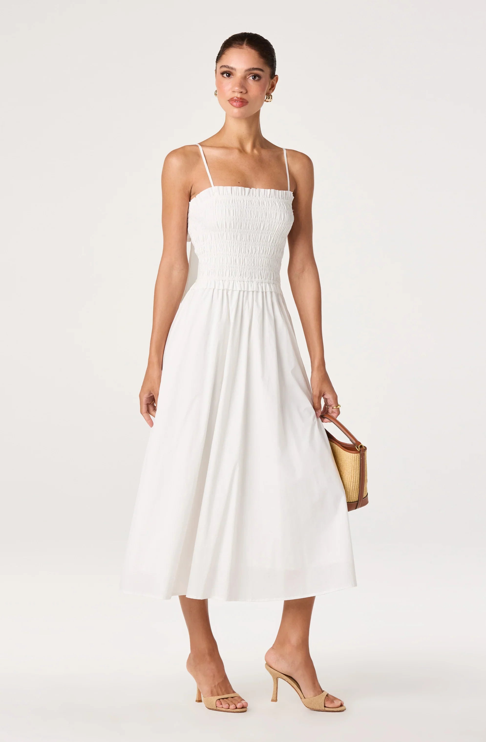 Harper Smocked A-Line Midi Dress