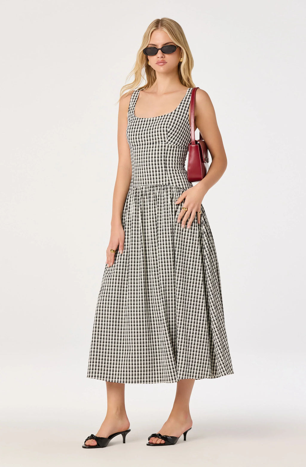 Cara Gingham Sleeveless Midi Dress