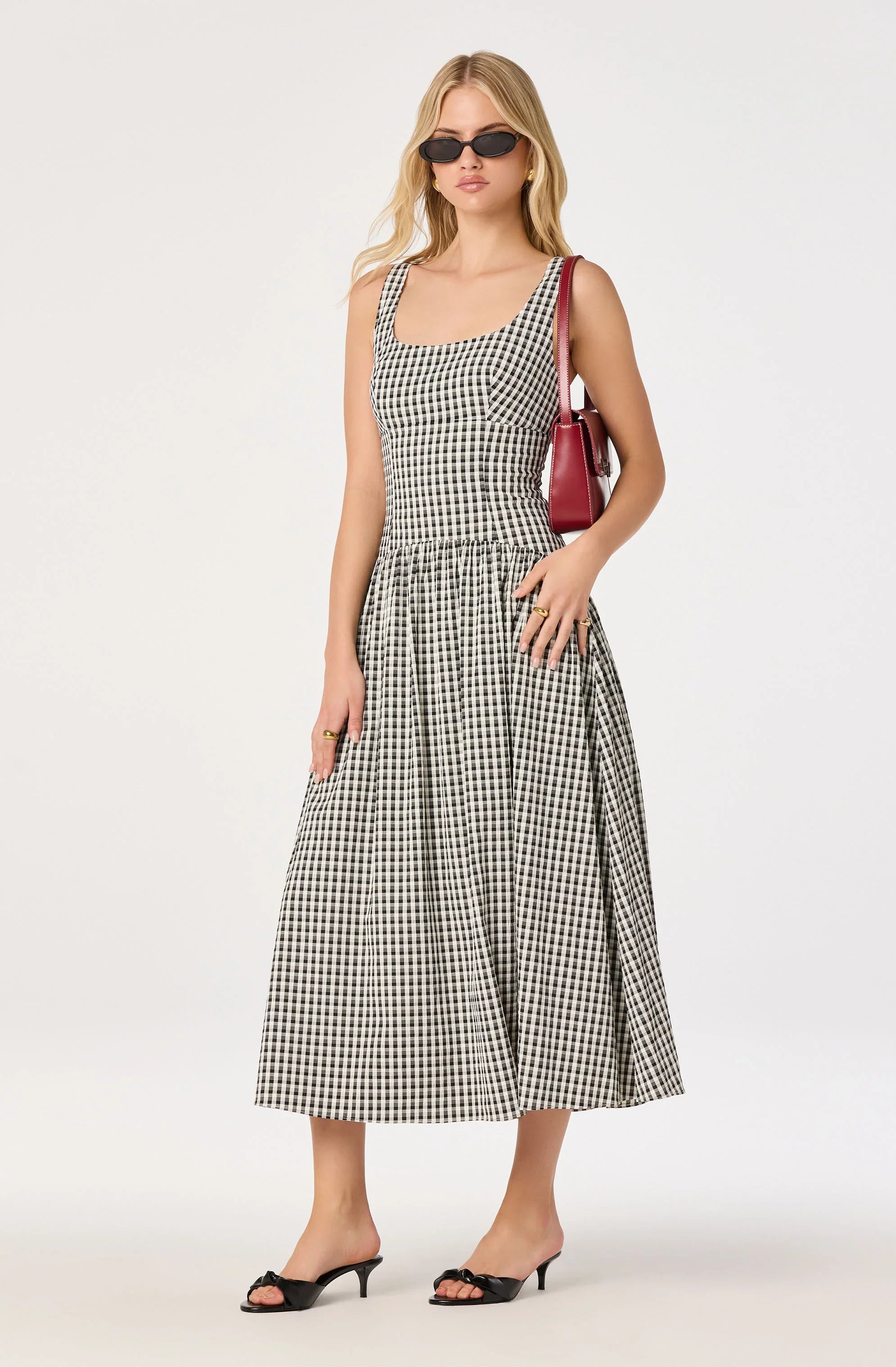 Cara Gingham Sleeveless Midi Dress