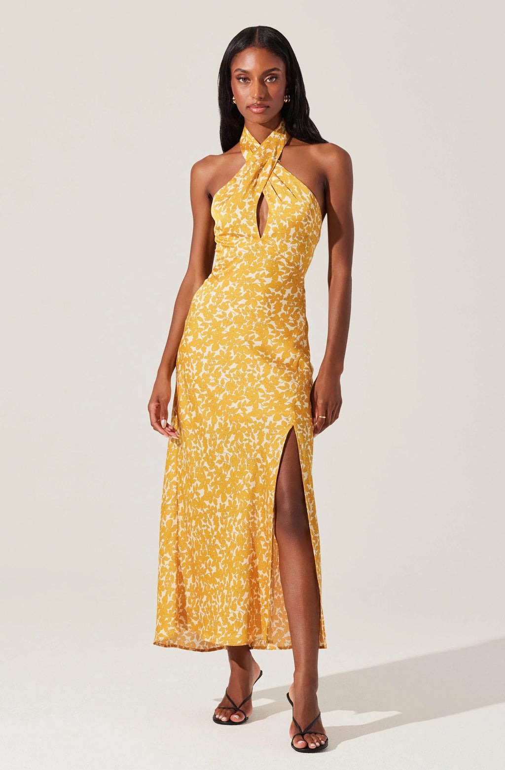 Marissa Floral Halter Neck Midi Dress