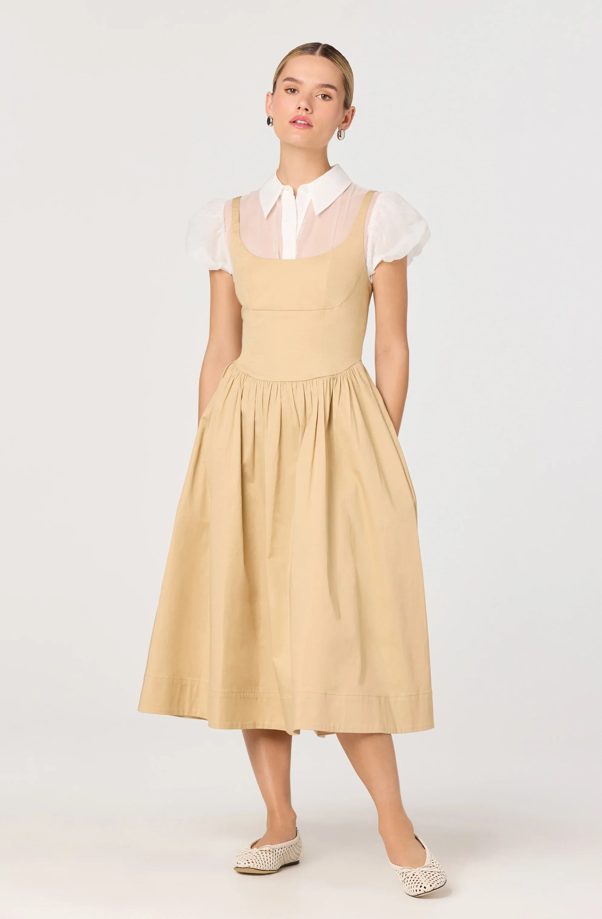 Carrington Mixed Media Layered Midi Dress