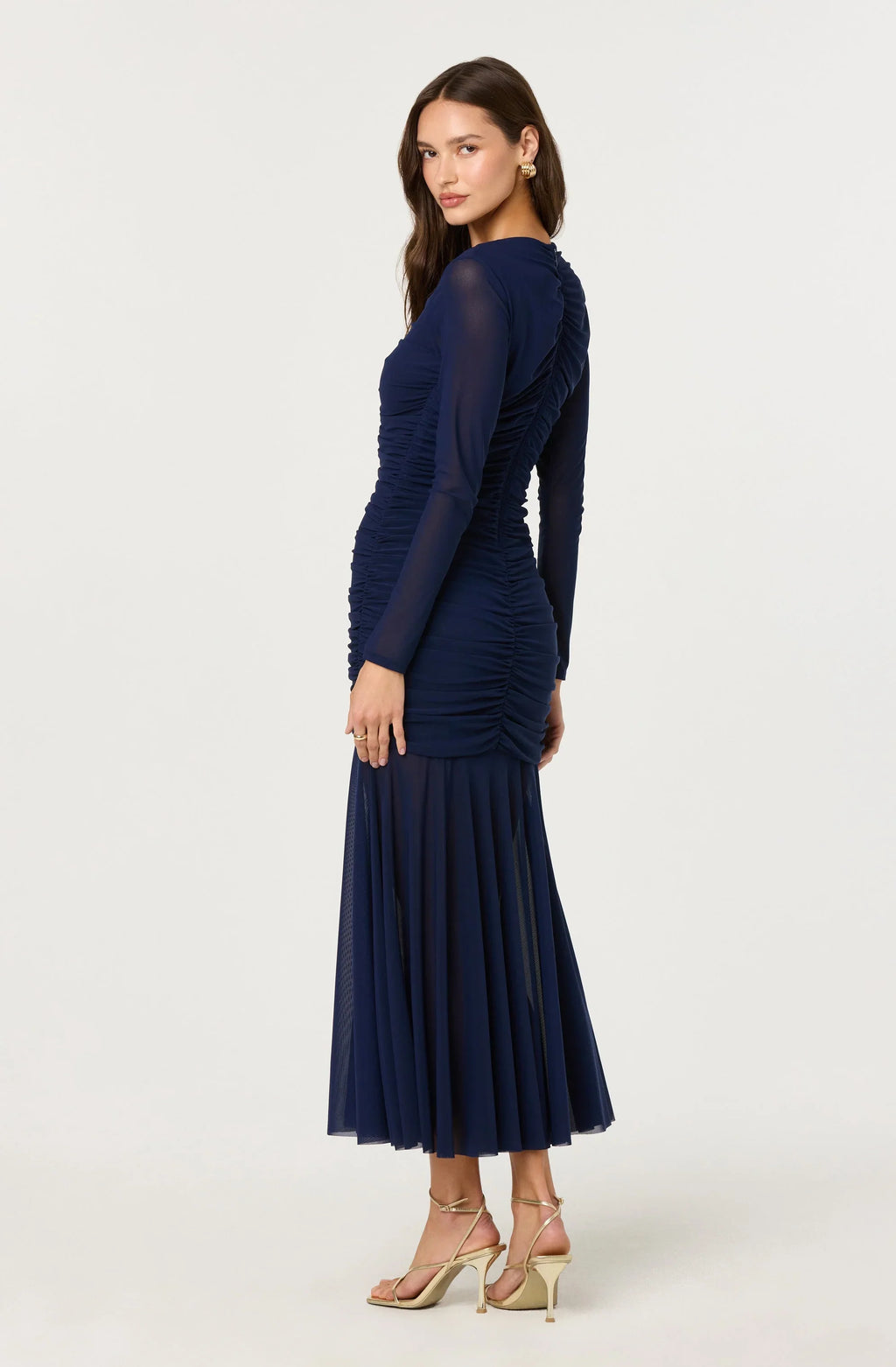 Yasmine Ruched Long Sleeve Maxi Dress
