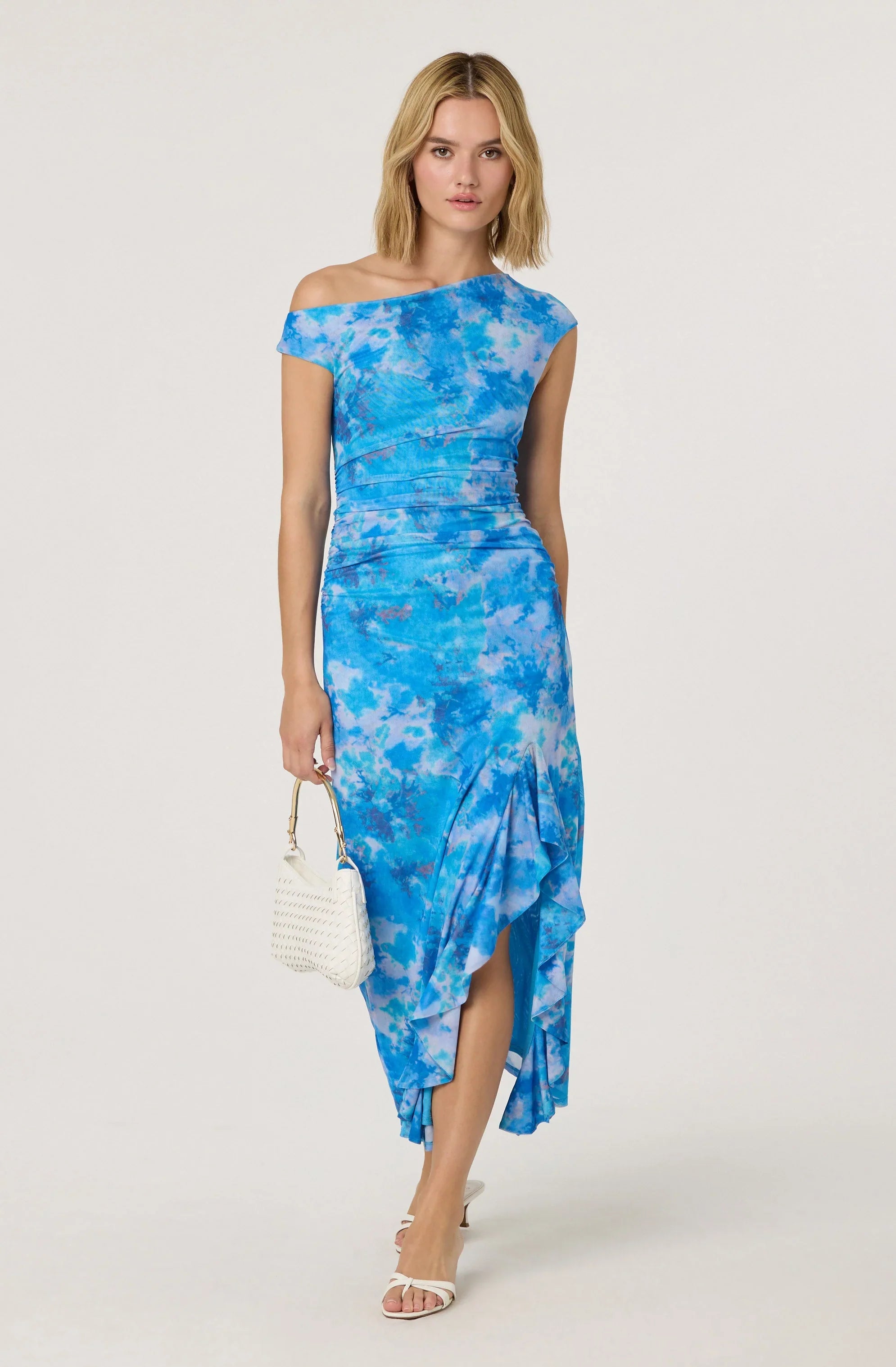 Off Shoulder Ruffle Midi Dress