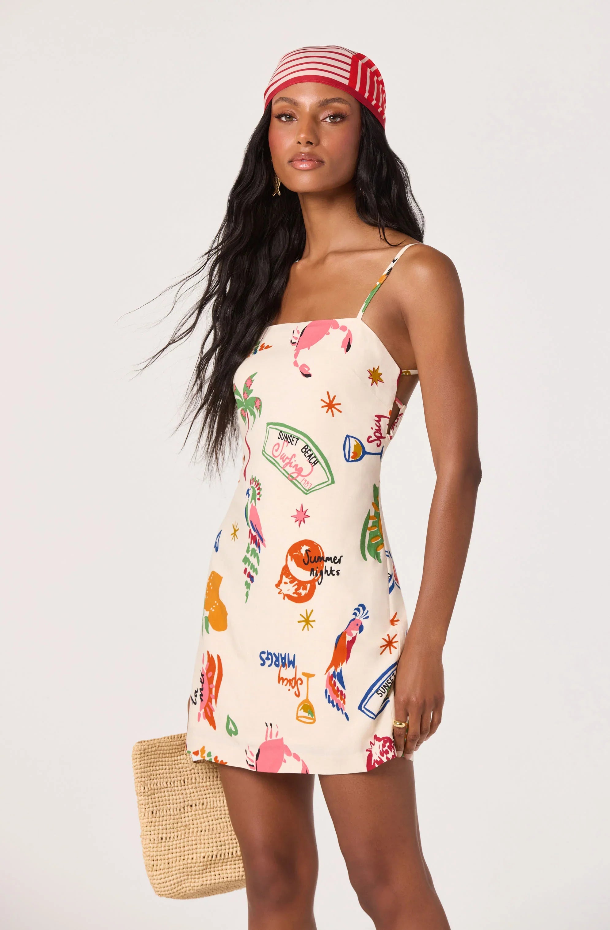 Valencia Novelty Print Open Back Mini Dress