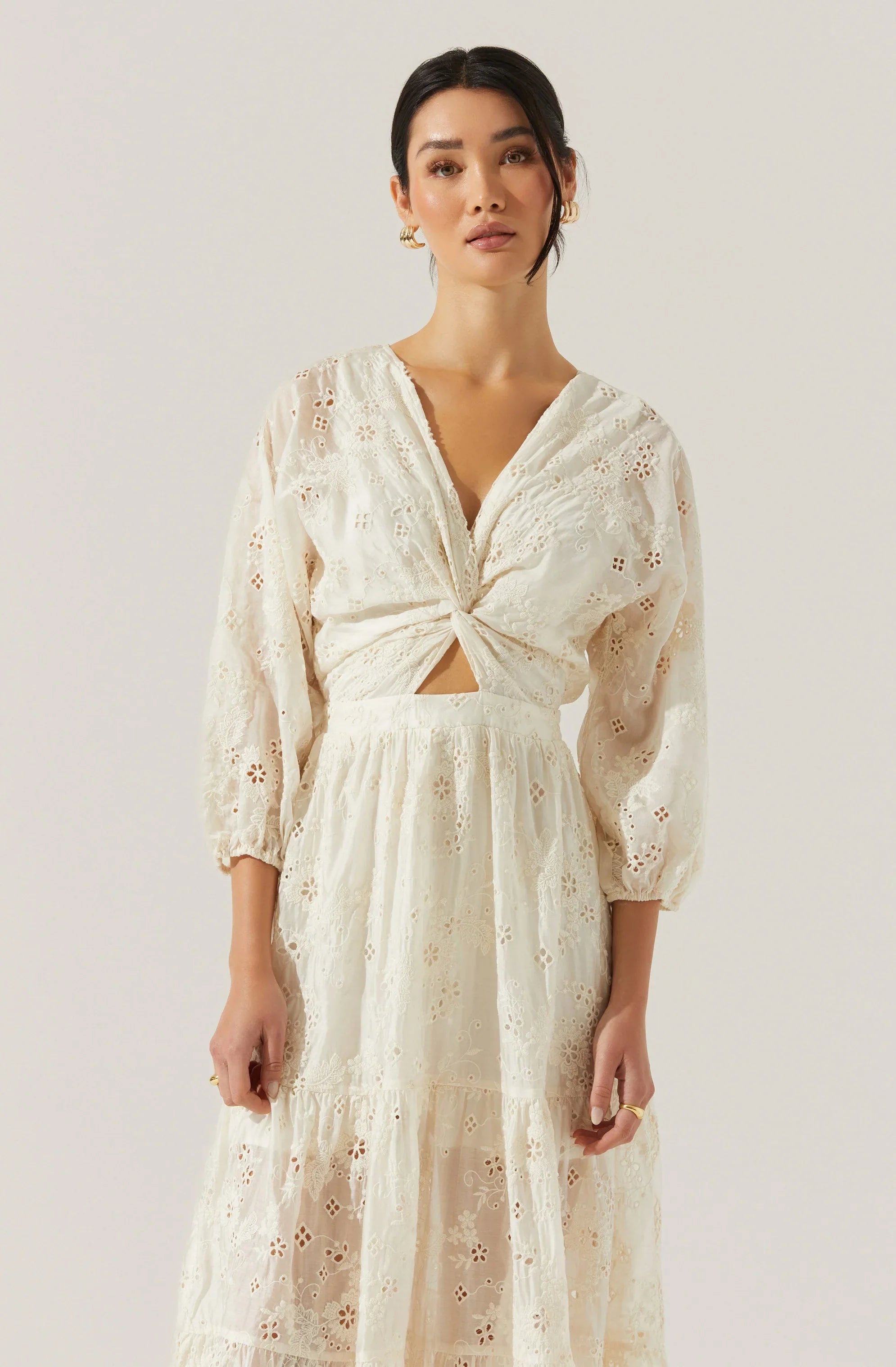 Jesalyn Floral Eyelet Maxi Dress