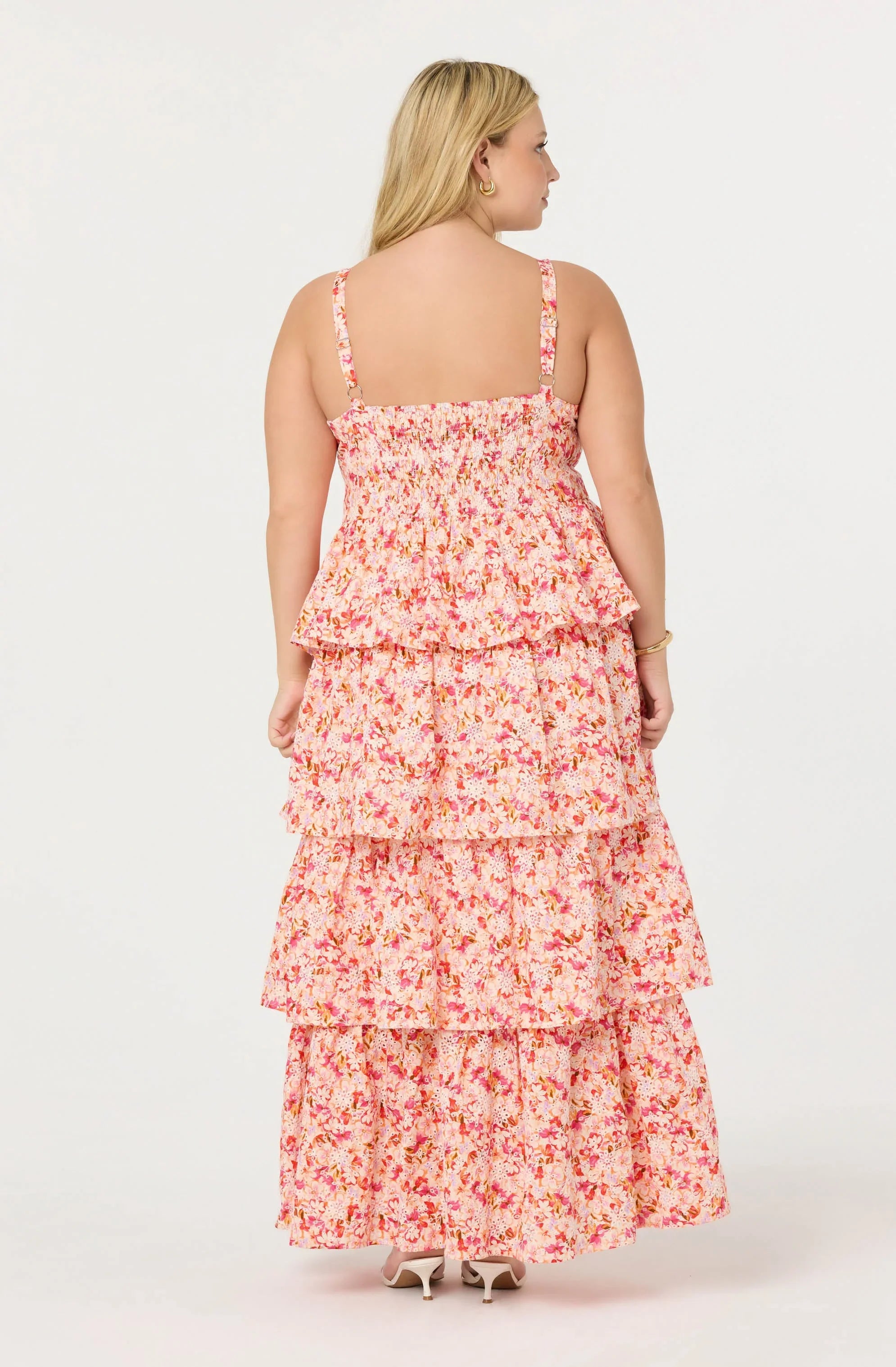 Midsummer Eyelet Tiered Floral Maxi Dress