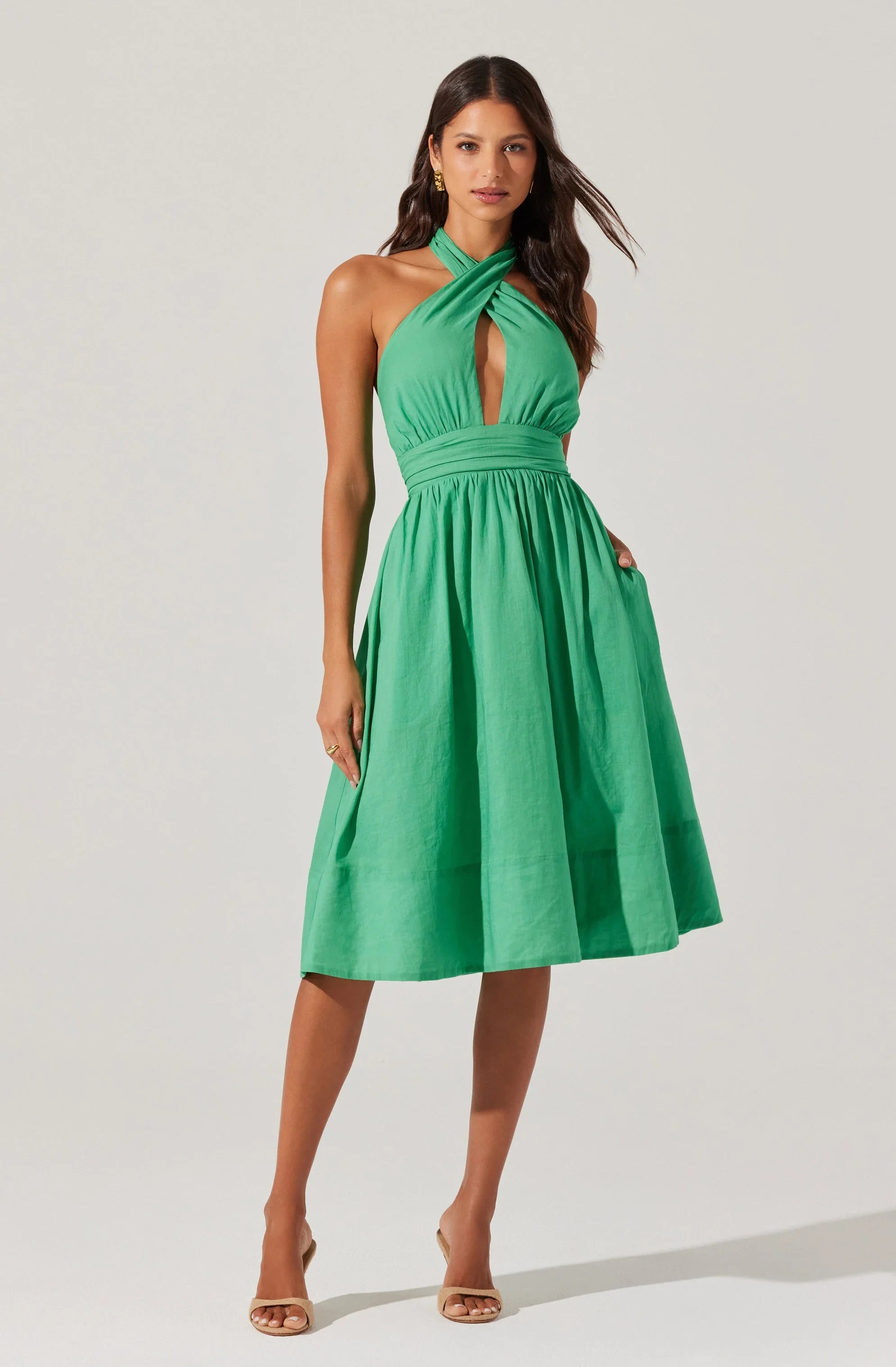 Kalia Crossover Halter Mini Dress