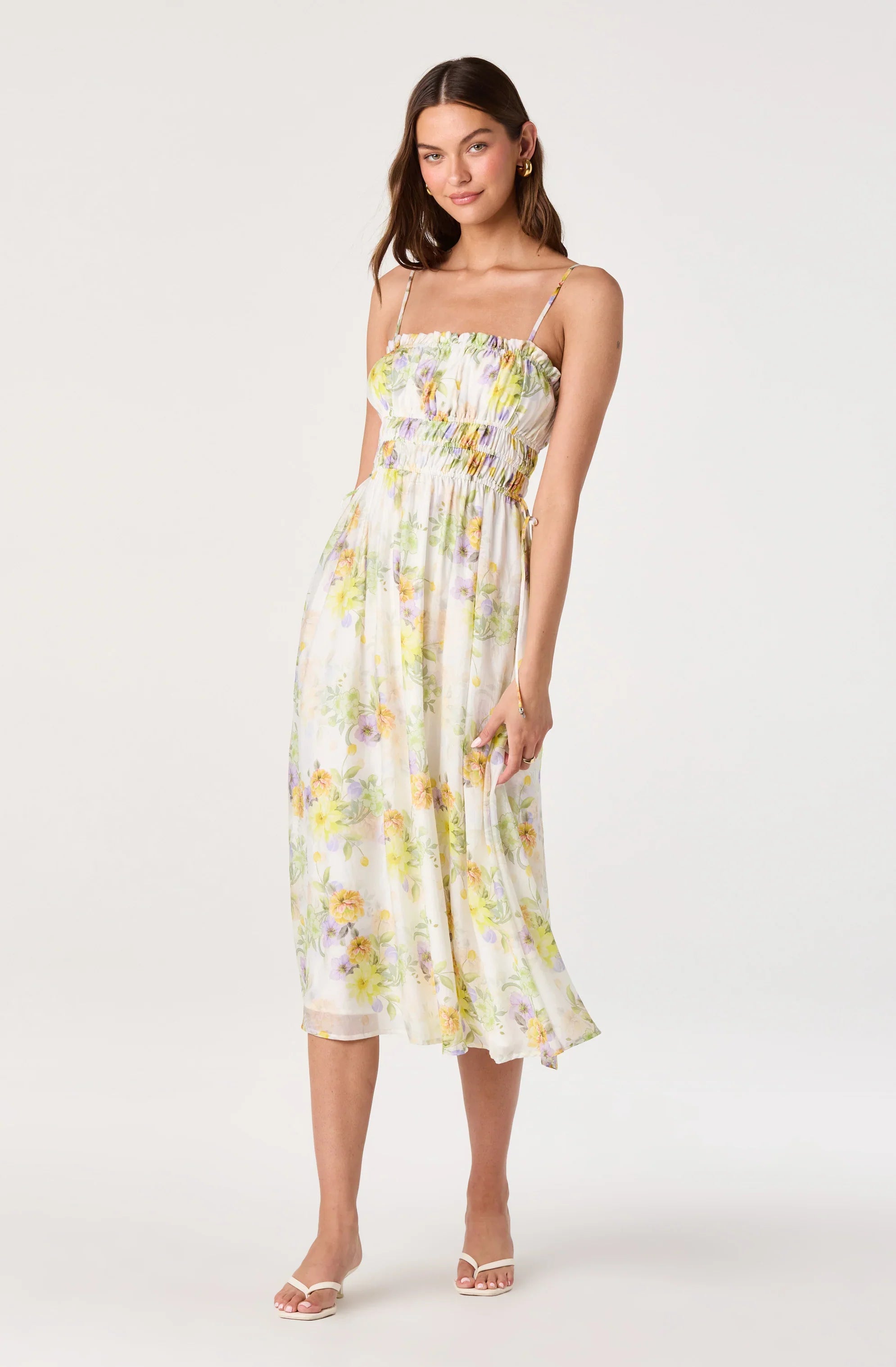 Maren Smocked Floral Midi Dress