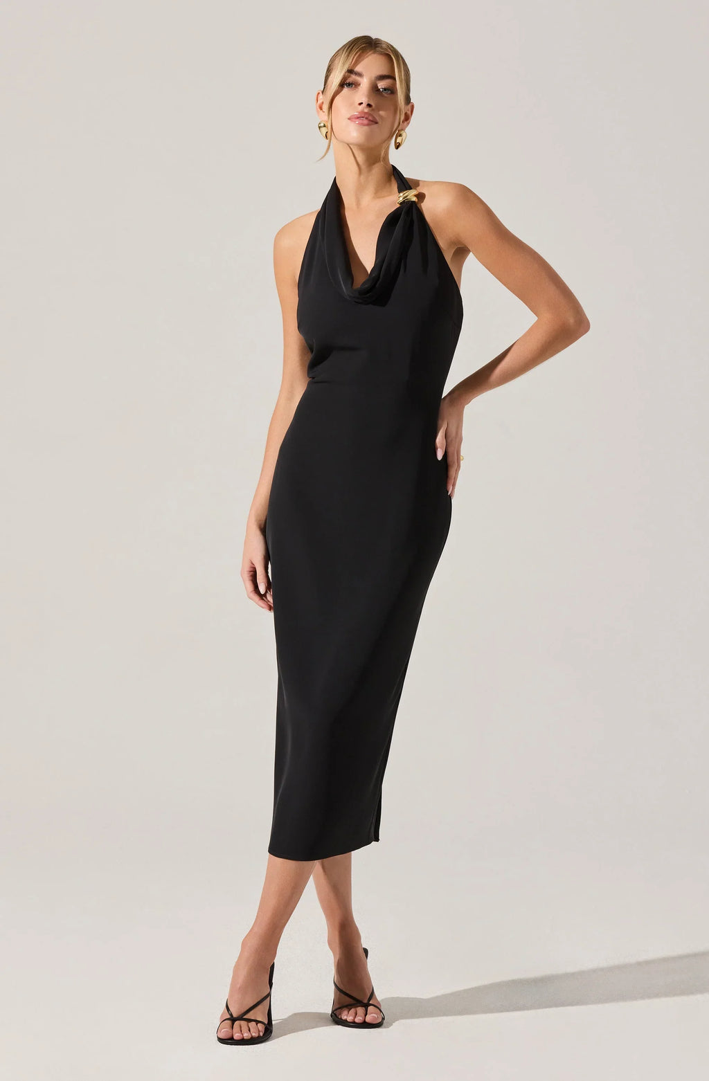 Alanna Halter Cowl Neck Midi Dress