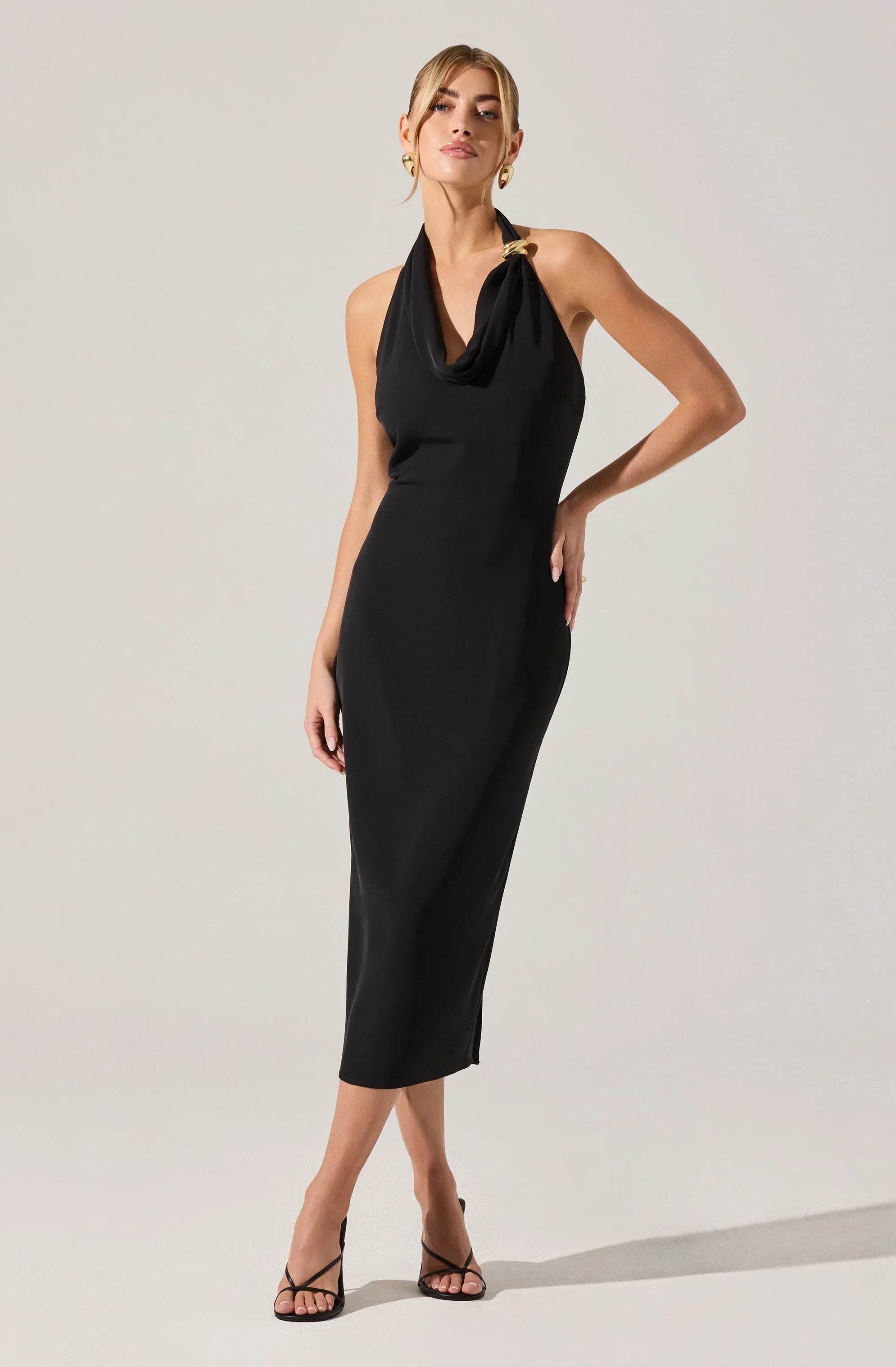 Alanna Halter Cowl Neck Midi Dress