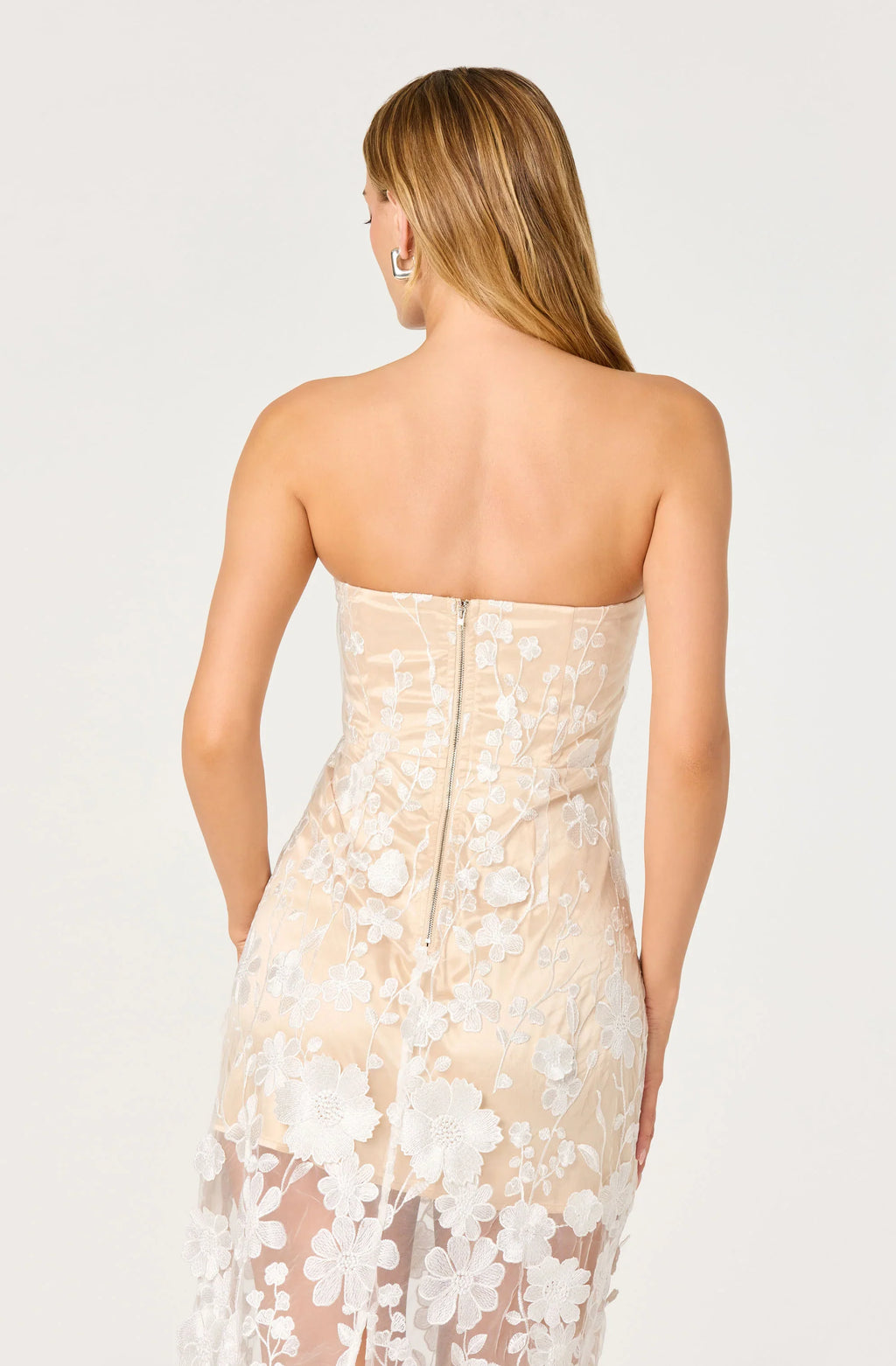 Tanisha Embroidered Floral Strapless Maxi Dress