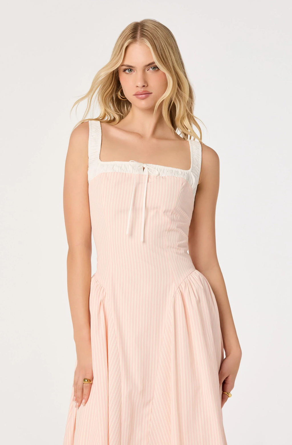 Hazel Striped Drop-Waist Midi Dress