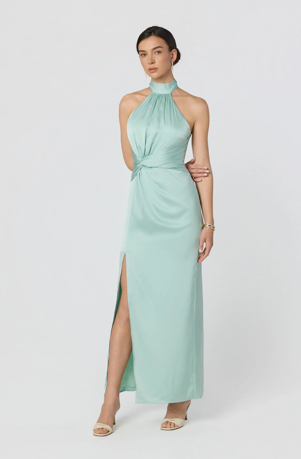 Aspen Twist Front Halter Maxi Dress