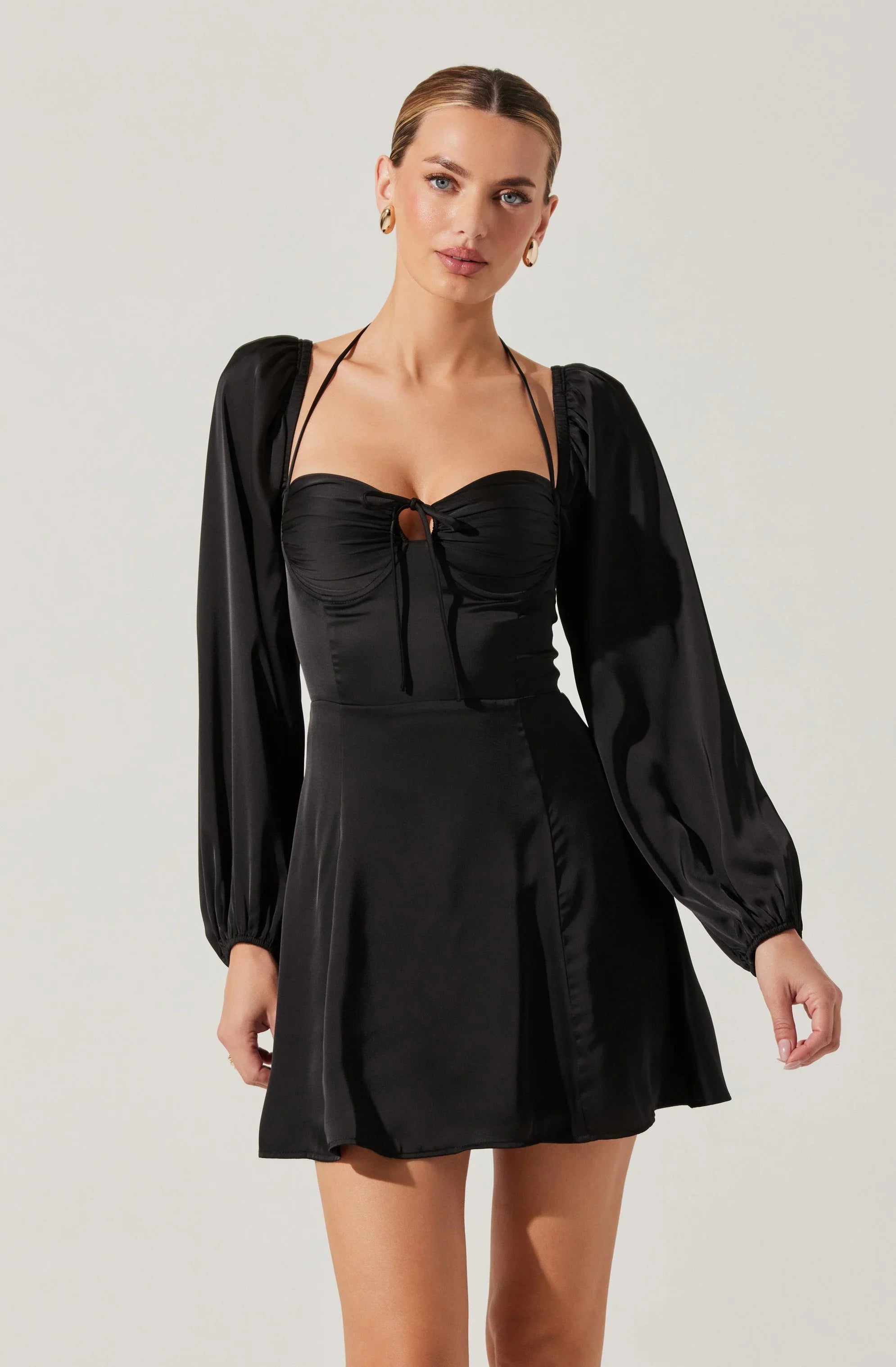Vivian Satin Halter Mini Dress