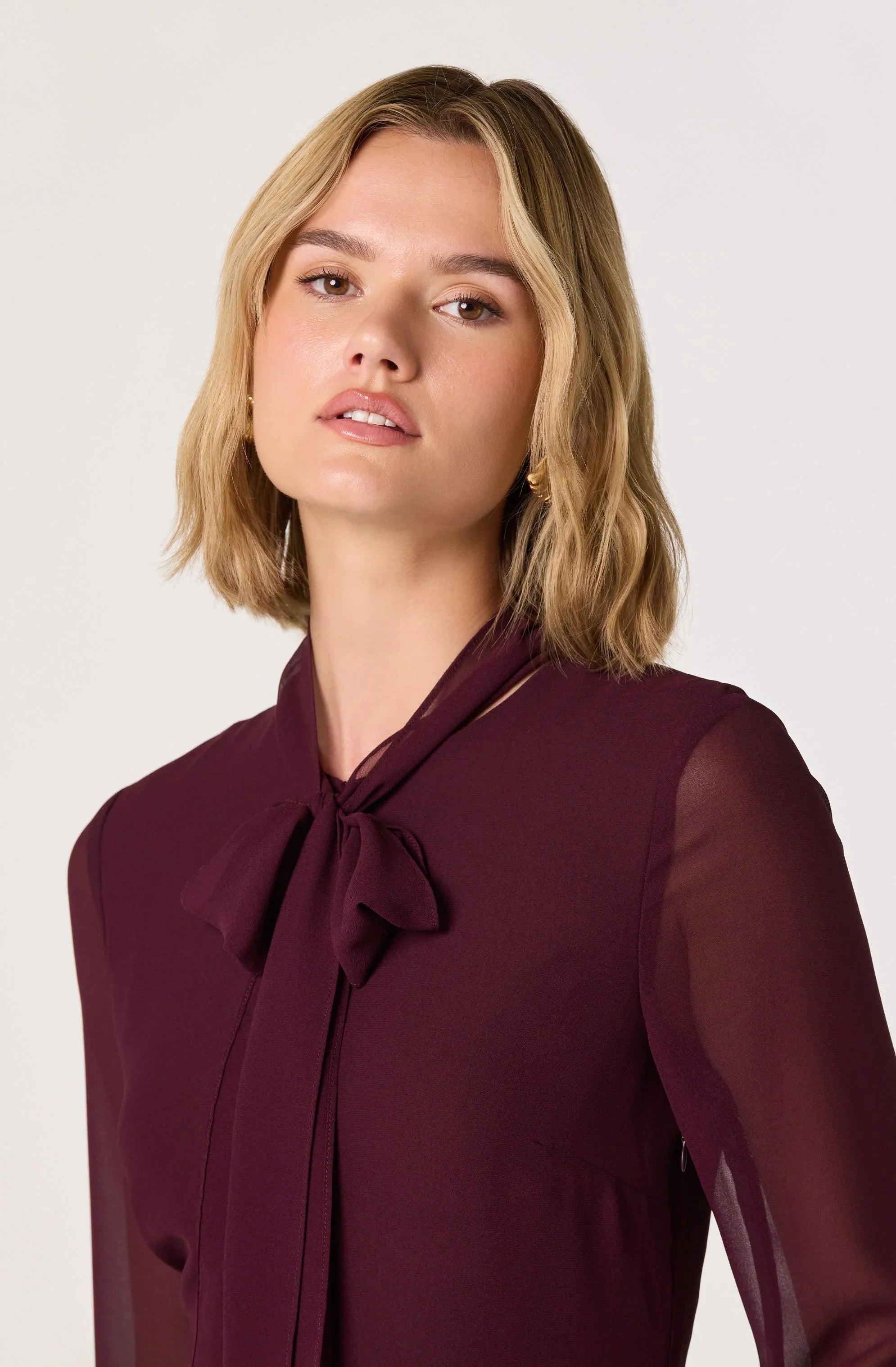 Tie Neck Midi Dress