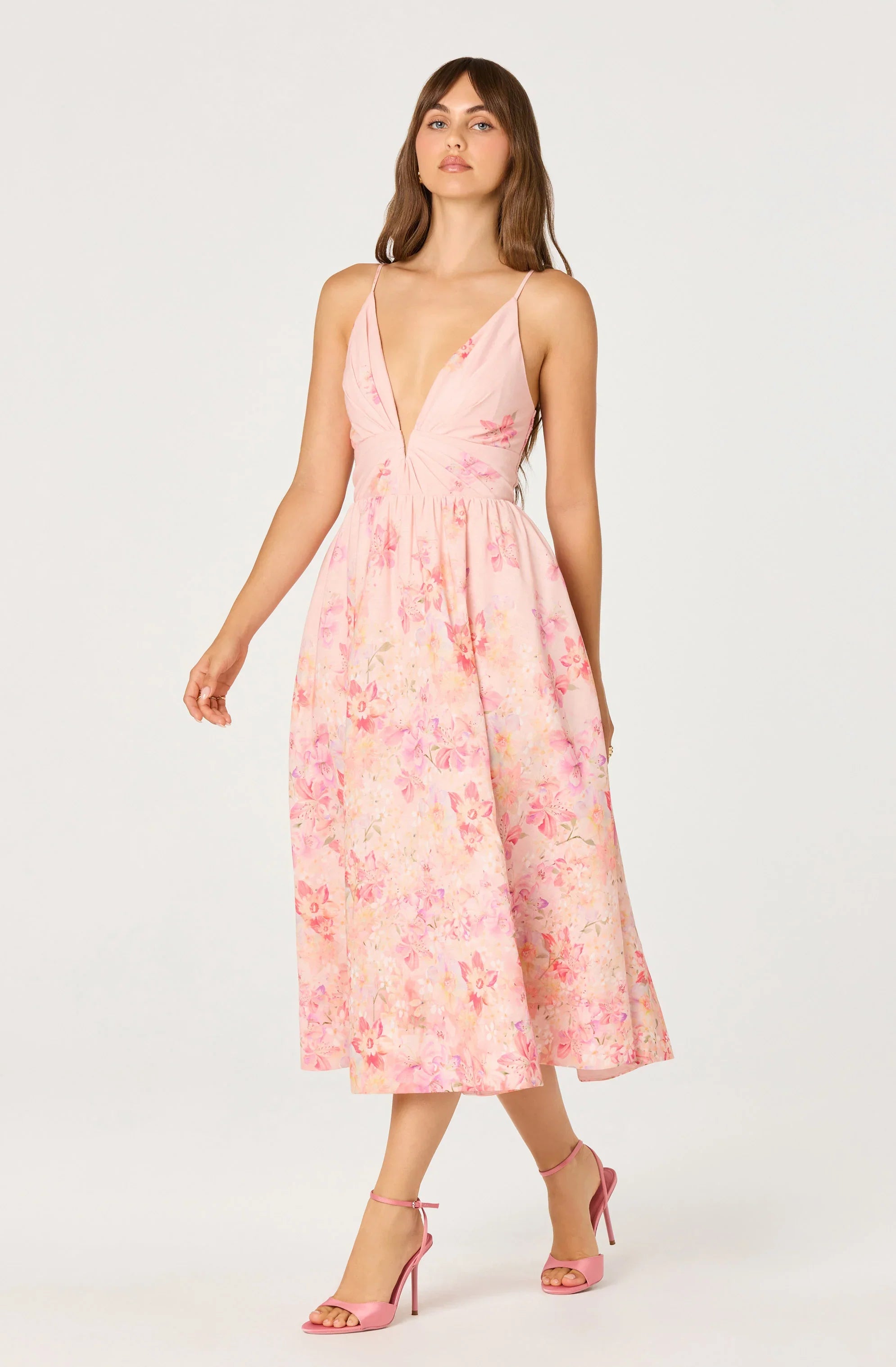 Janna Floral Plunge Midi Dress