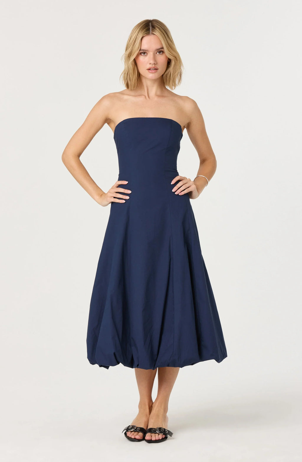 Lace Up Strapless Bubble Dress