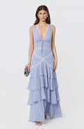 Evelyn Lace Trim Tiered Ruffle Maxi Dress
