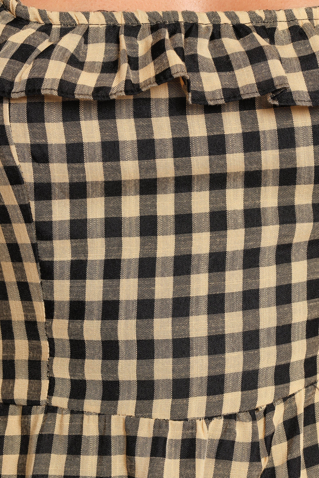Xenia Mini Dress - Black/Beige Gingham