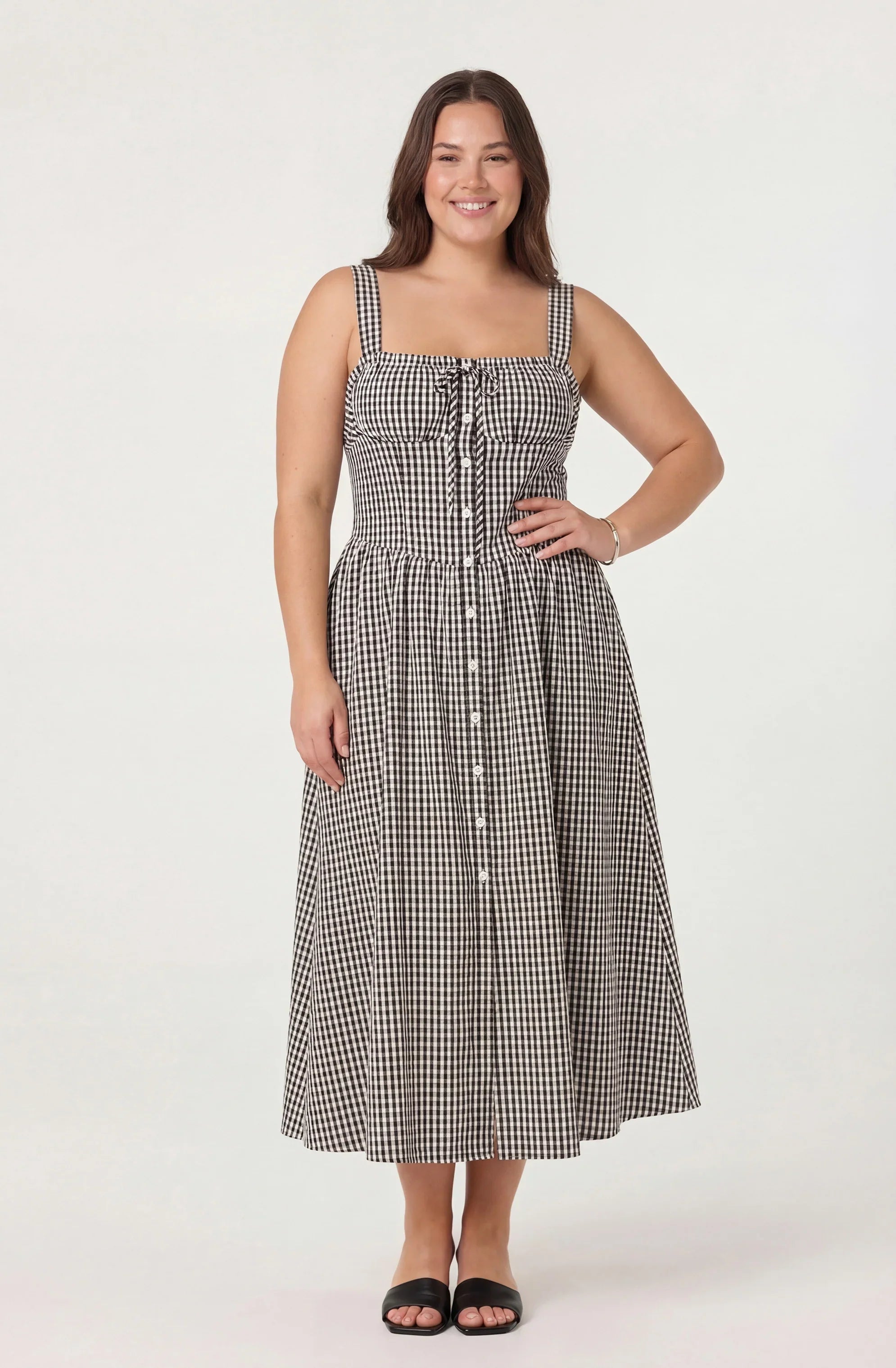 Temperance Gingham Check Maxi Dress