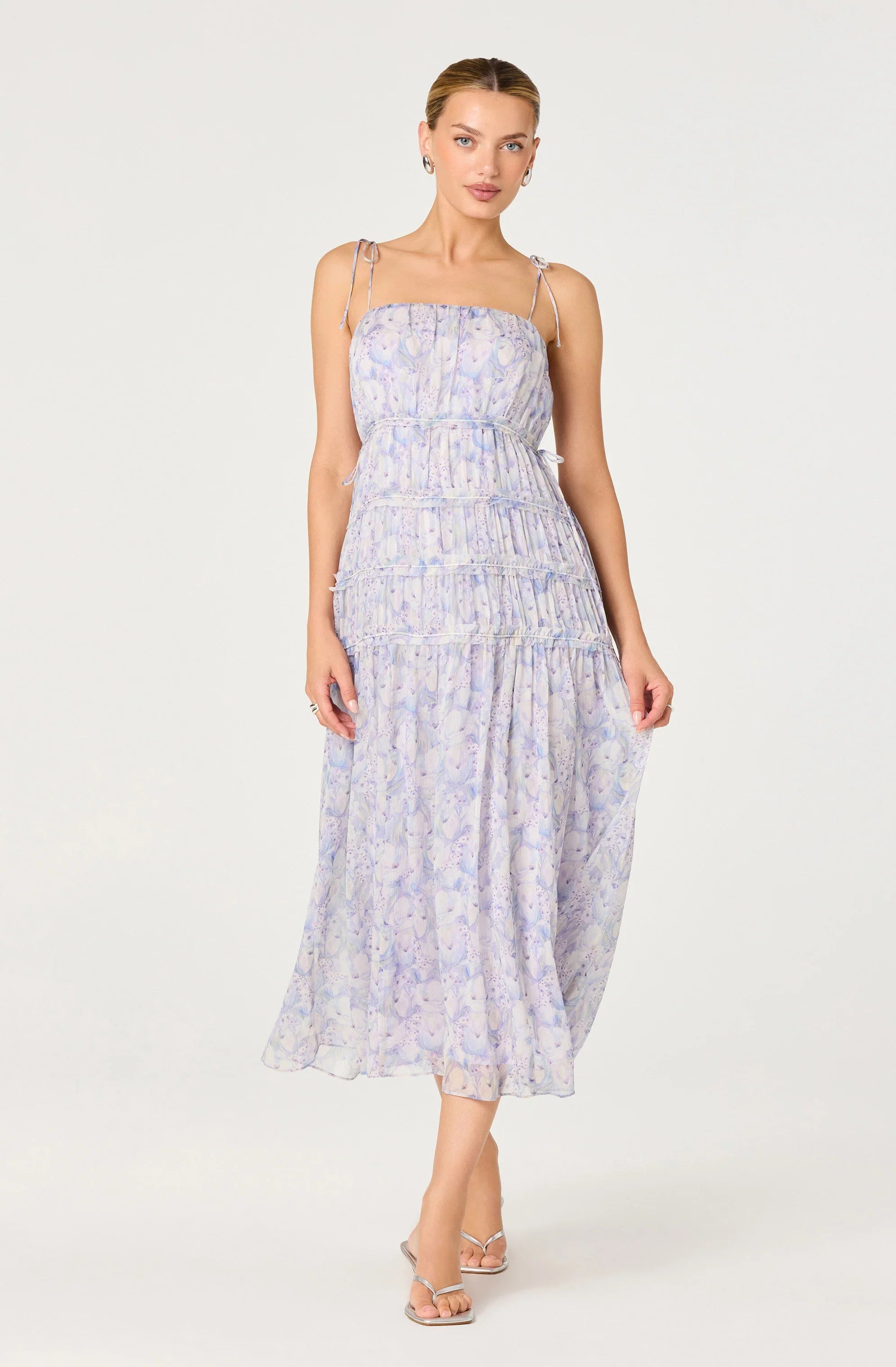 Keyleth Floral Tiered Bow Midi Dress