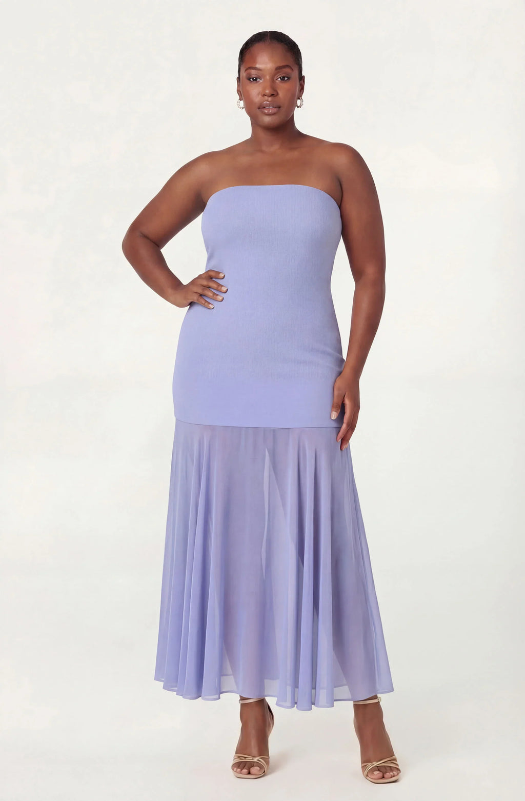 Lizet Strapless Mini Dress with Sheer Maxi Overlay
